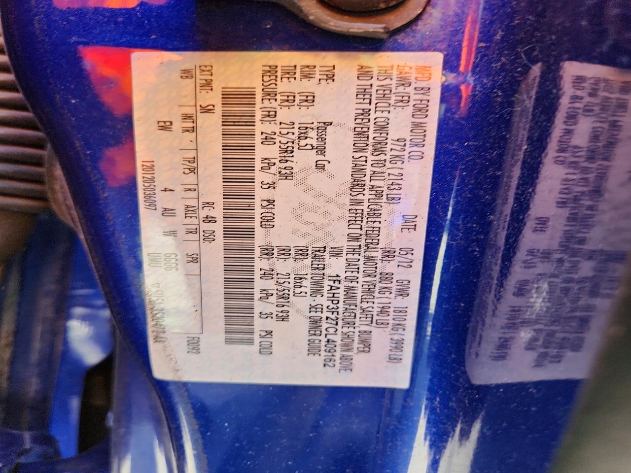 2012 Ford Focus Se Blue vin: 1FAHP3F27CL409162