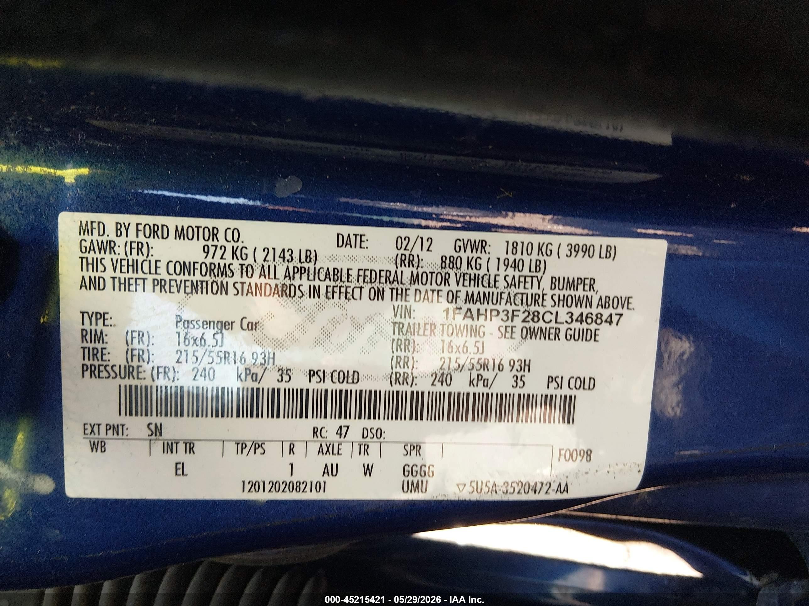 2012 Ford Focus Se Blue vin: 1FAHP3F28CL346847