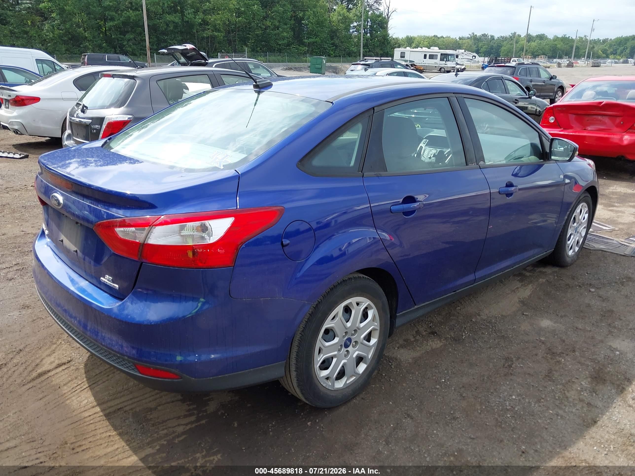 2012 Ford Focus Se Blue vin: 1FAHP3F28CL462808