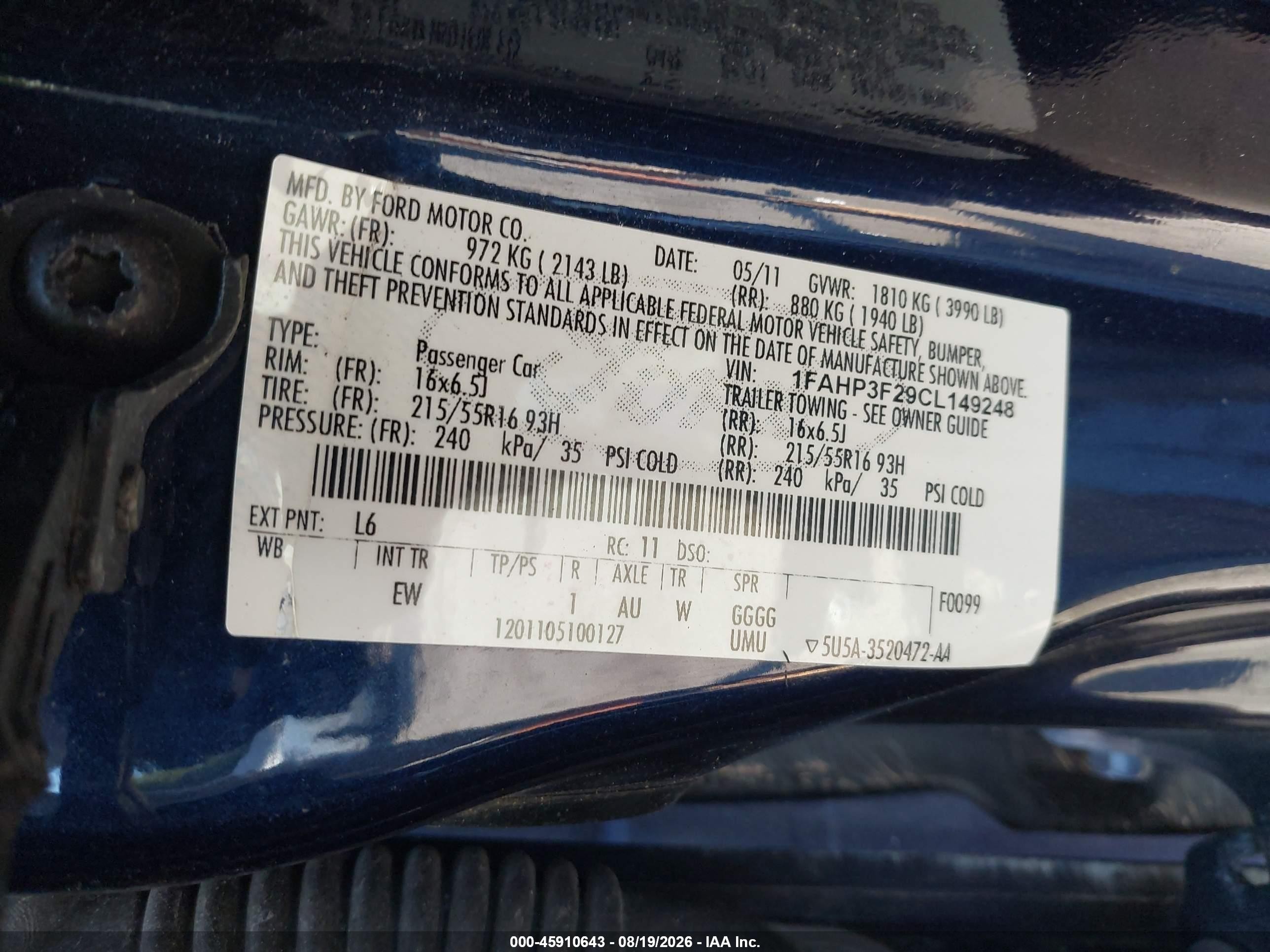 2012 Ford Focus Se Blue vin: 1FAHP3F29CL149248