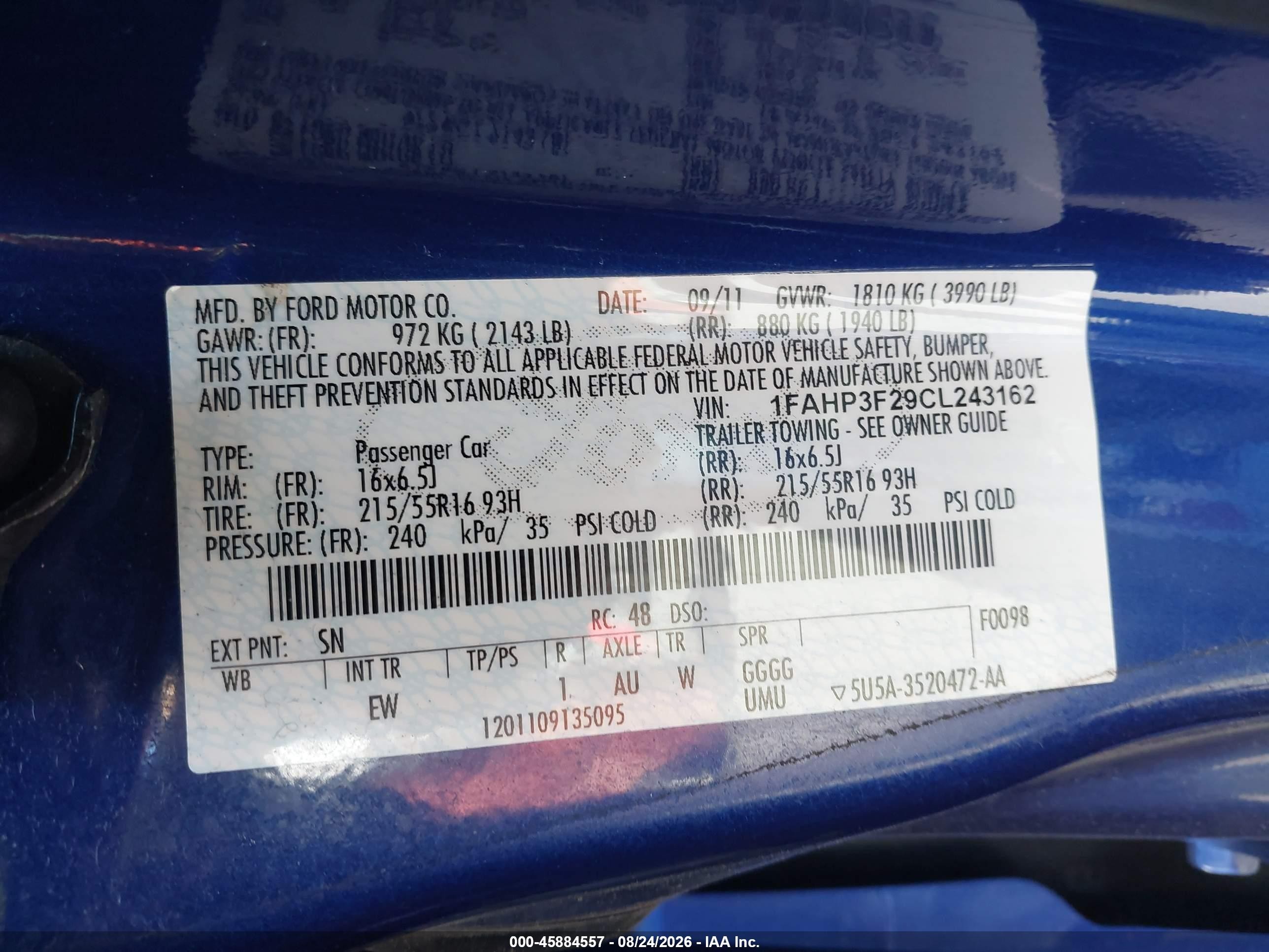 2012 Ford Focus Se Blue vin: 1FAHP3F29CL243162
