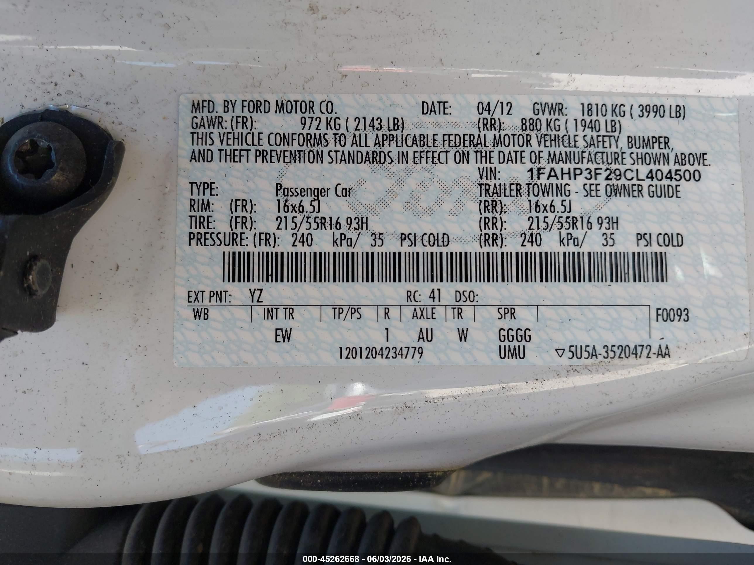 2012 Ford Focus Se White vin: 1FAHP3F29CL404500