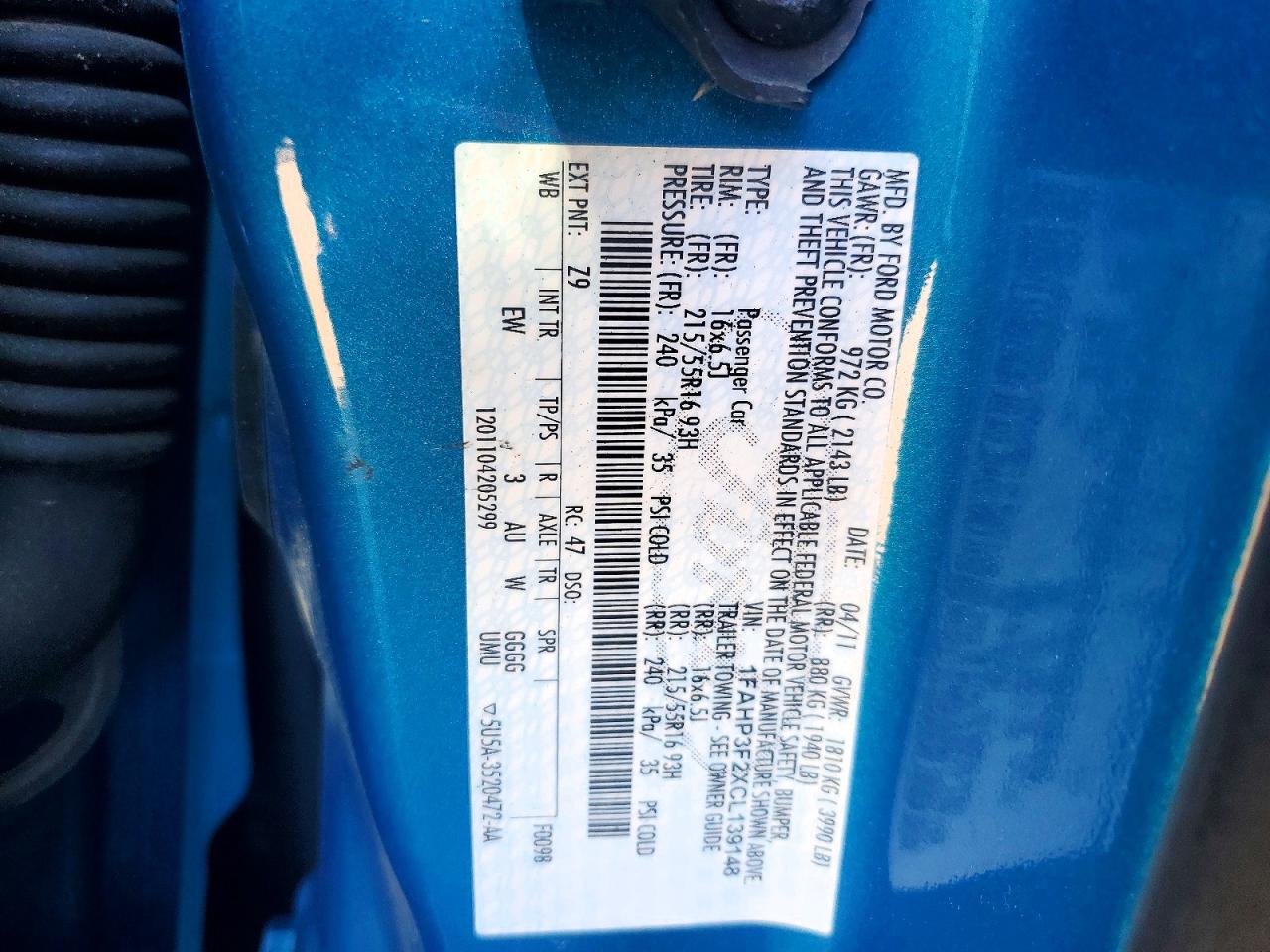 2012 Ford Focus Se Blue vin: 1FAHP3F2XCL139148
