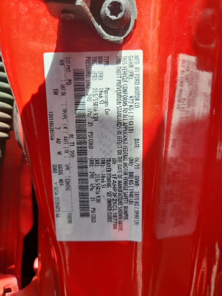 2012 Ford Focus Se Красный vin: 1FAHP3F2XCL187796