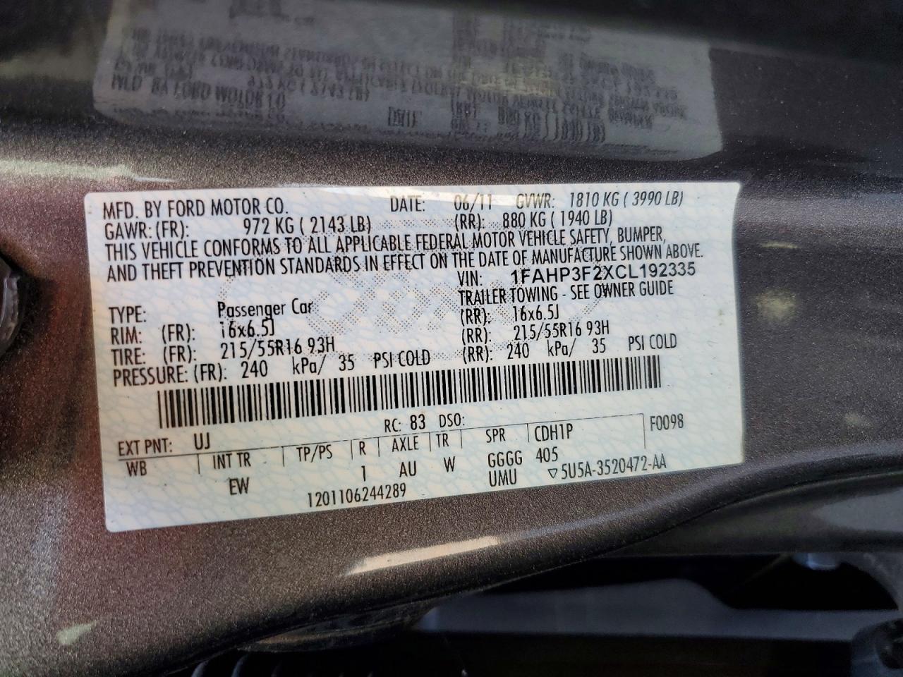 2012 Ford Focus Se Gray vin: 1FAHP3F2XCL192335