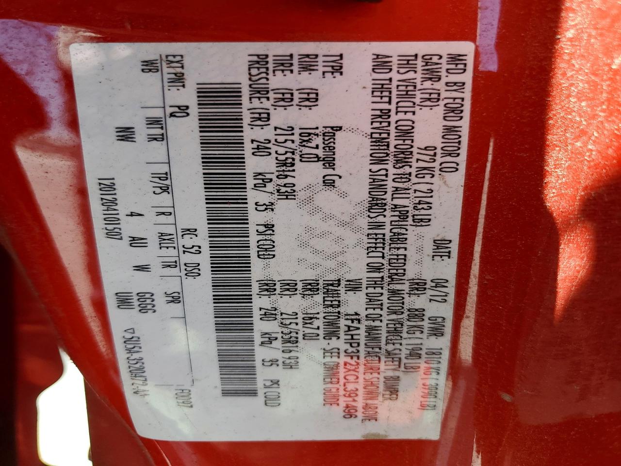 2012 Ford Focus Se Red vin: 1FAHP3F2XCL391496
