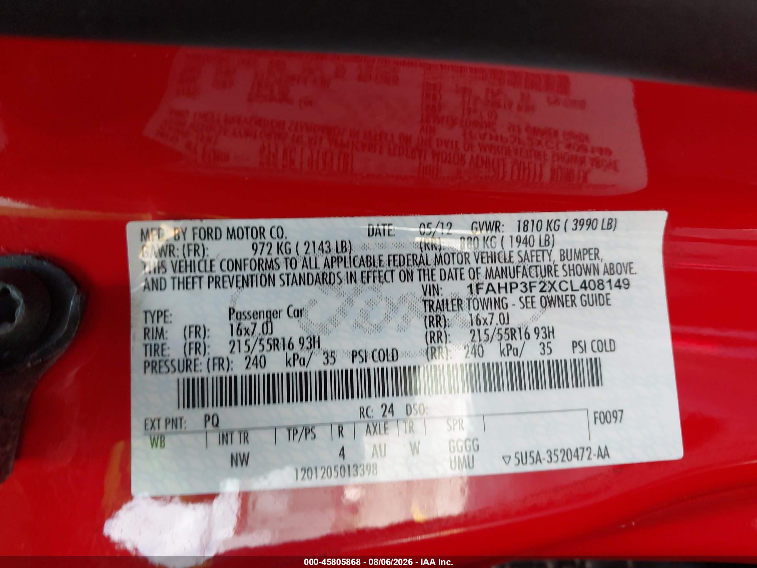 2012 Ford Focus Se Red vin: 1FAHP3F2XCL408149