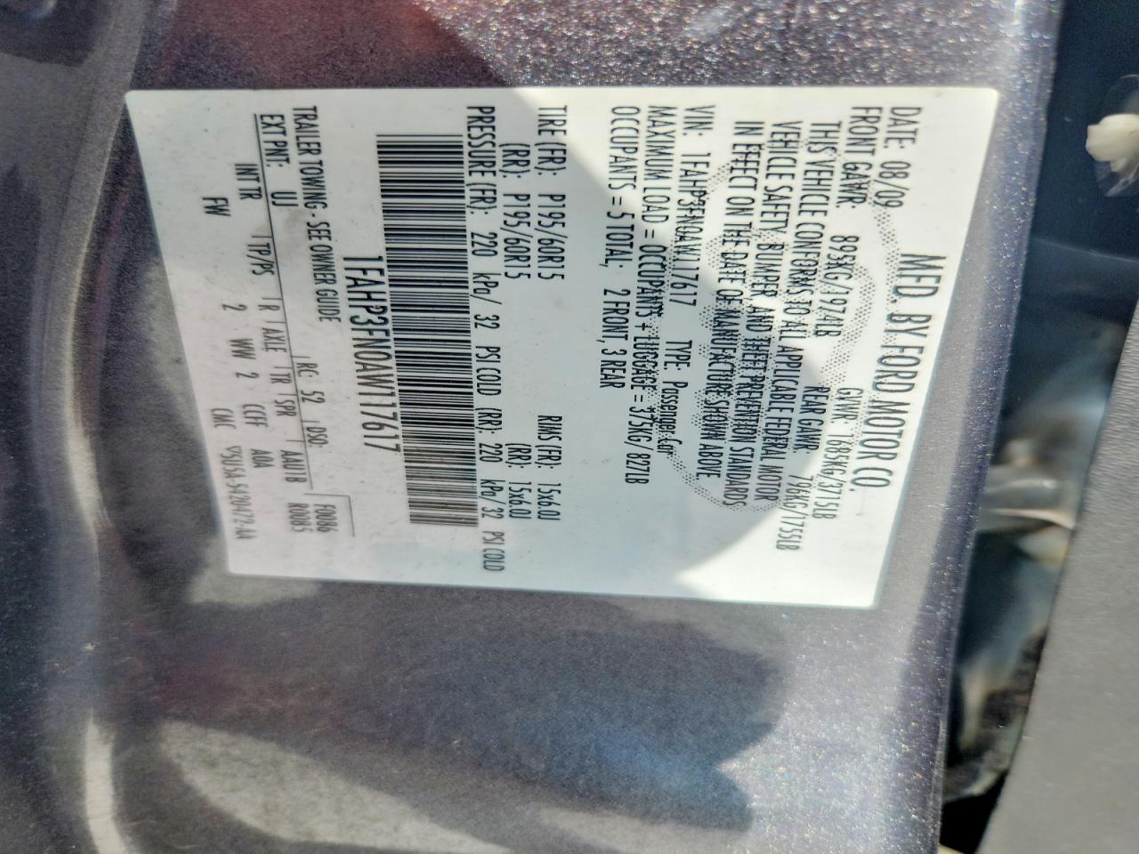 2010 Ford Focus Se Угольный vin: 1FAHP3FN0AW117617