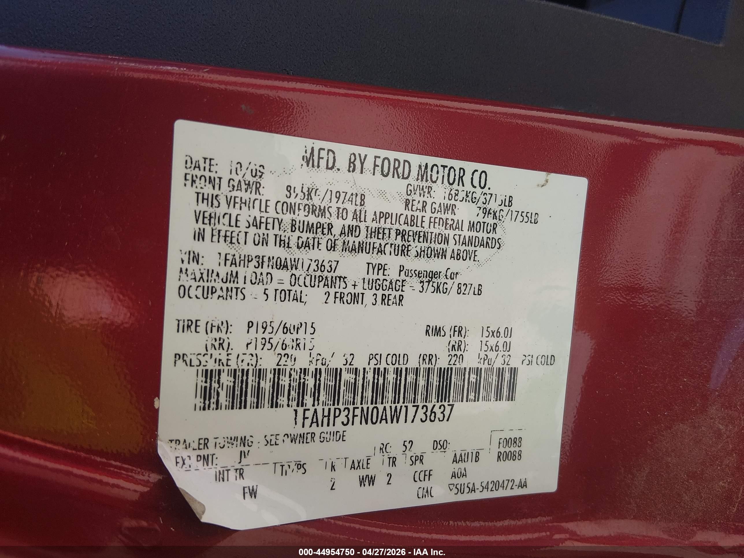 2010 Ford Focus Se Red vin: 1FAHP3FN0AW173637