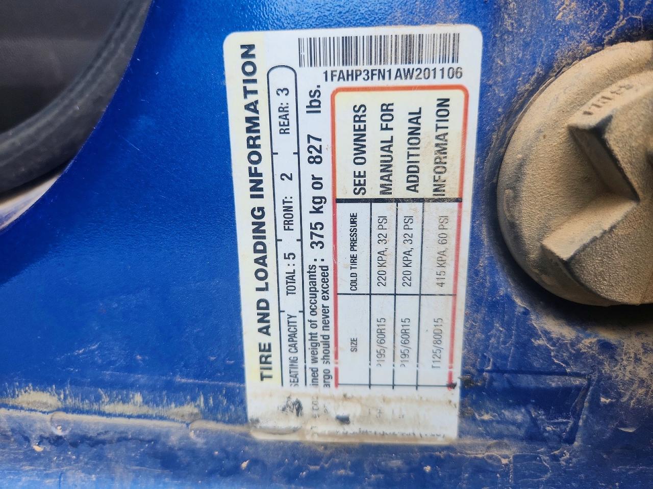 2010 Ford Focus Se Blue vin: 1FAHP3FN1AW201106