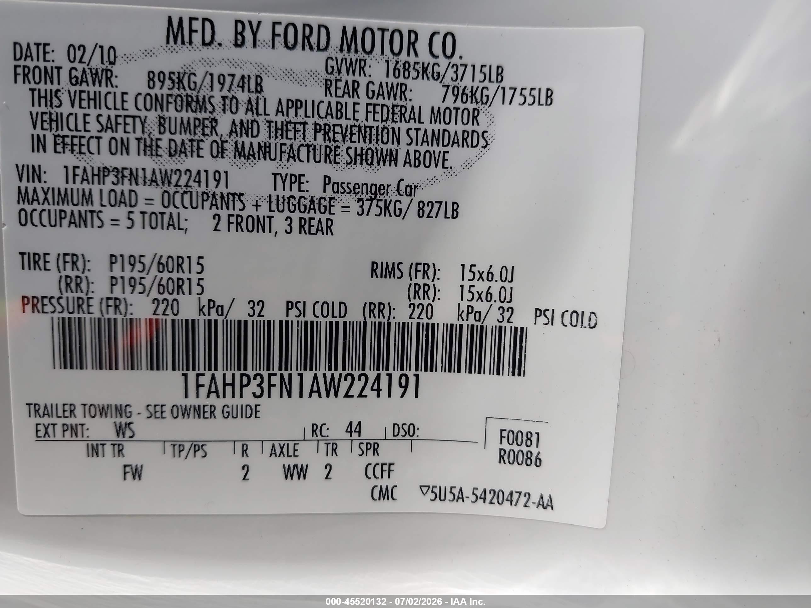 2010 Ford Focus Se White vin: 1FAHP3FN1AW224191