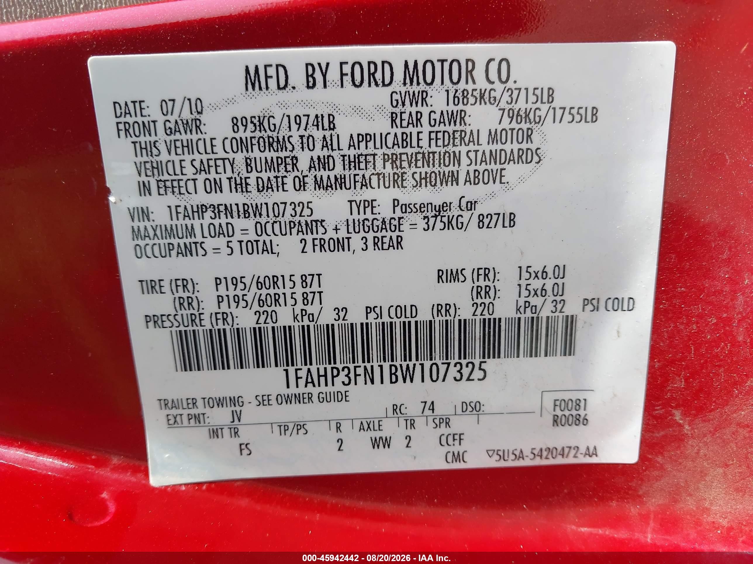 2011 Ford Focus Se Red vin: 1FAHP3FN1BW107325