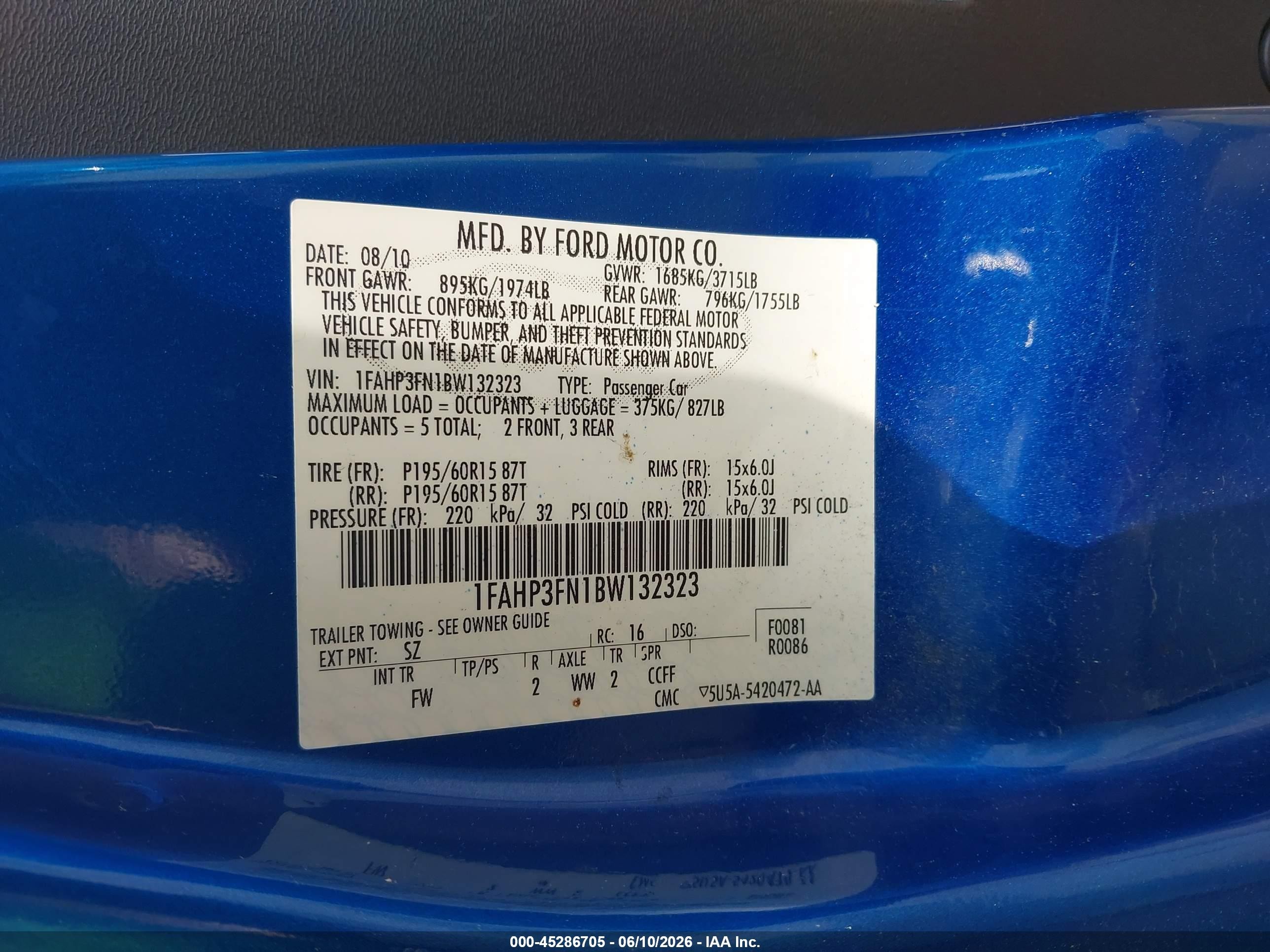 2011 Ford Focus Se Blue vin: 1FAHP3FN1BW132323