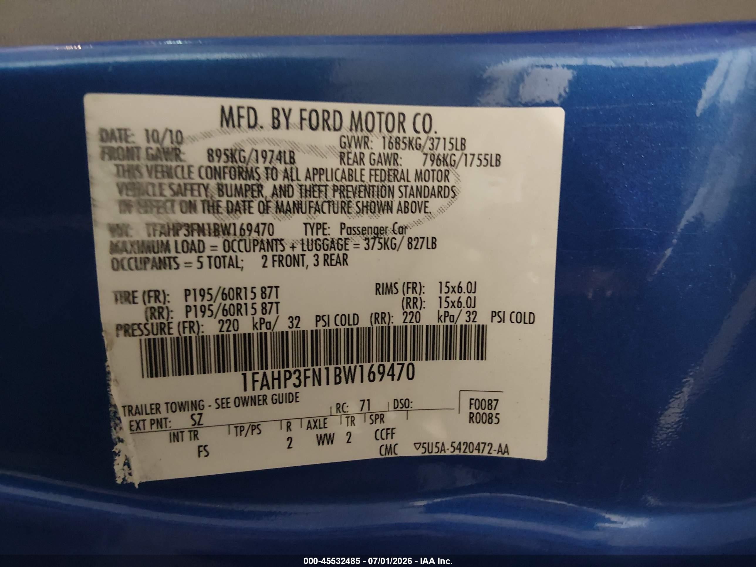 2011 Ford Focus Se Синий vin: 1FAHP3FN1BW169470
