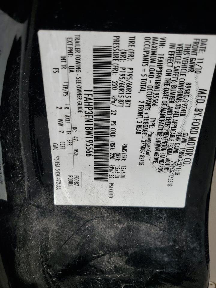 2011 Ford Focus Se Черный vin: 1FAHP3FN1BW195566