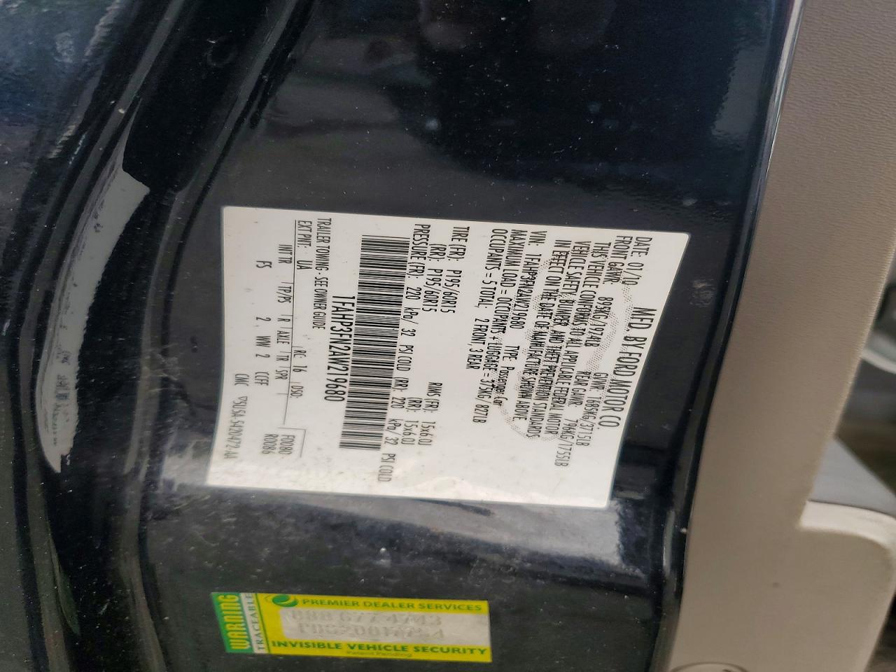 2010 Ford Focus Se Black vin: 1FAHP3FN2AW219680