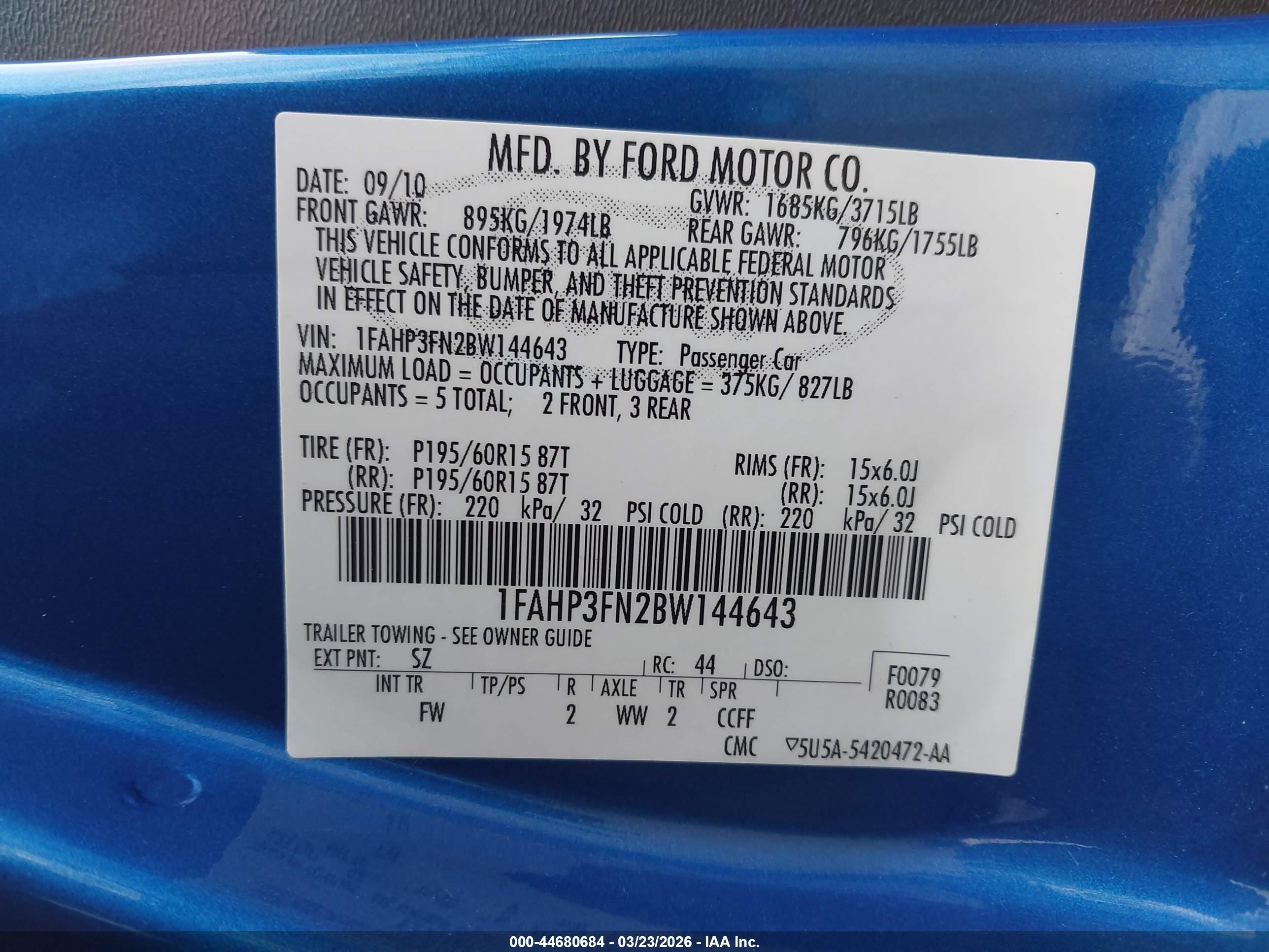 2011 Ford Focus Se Blue vin: 1FAHP3FN2BW144643