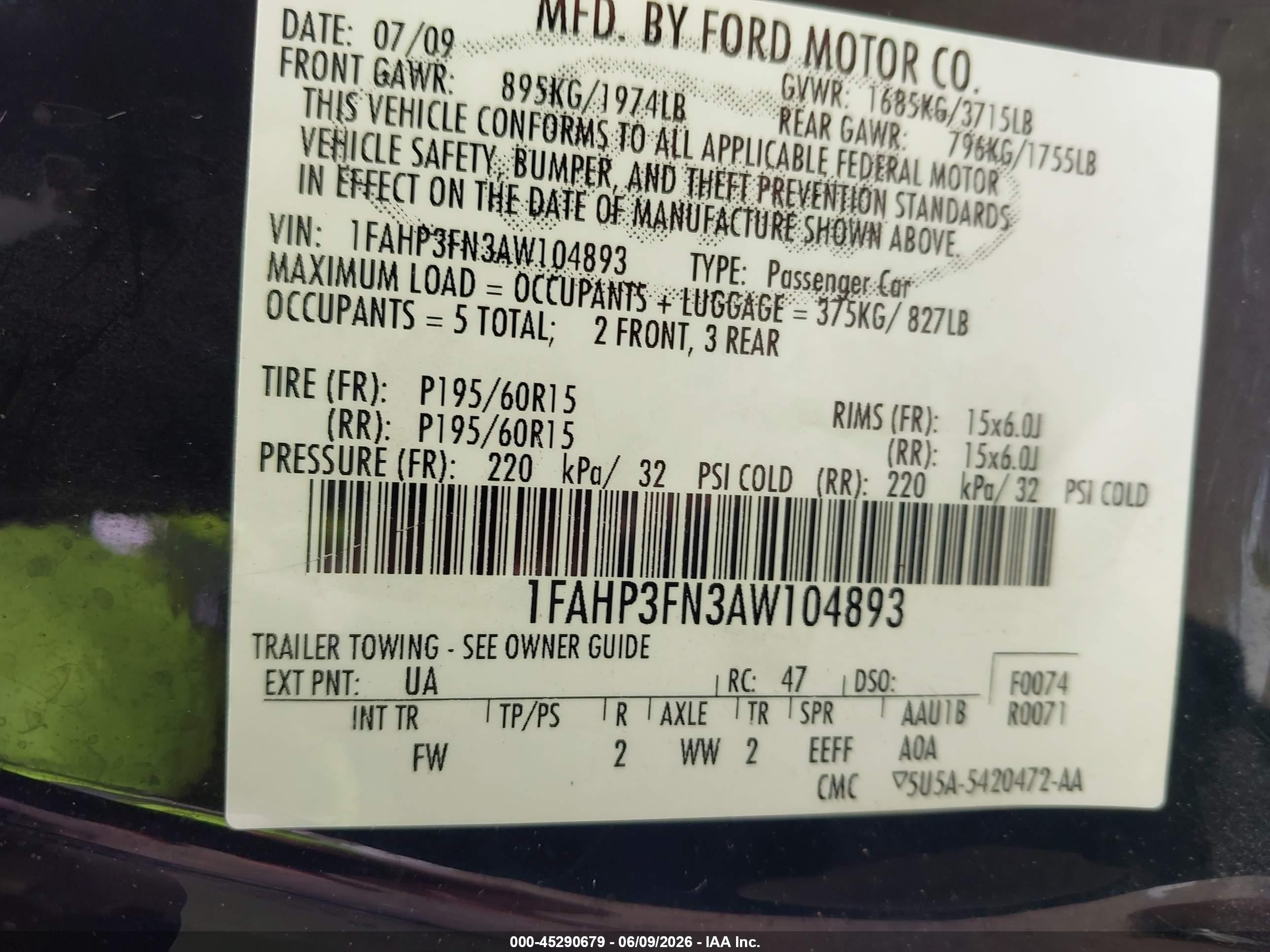 2010 Ford Focus Se Black vin: 1FAHP3FN3AW104893
