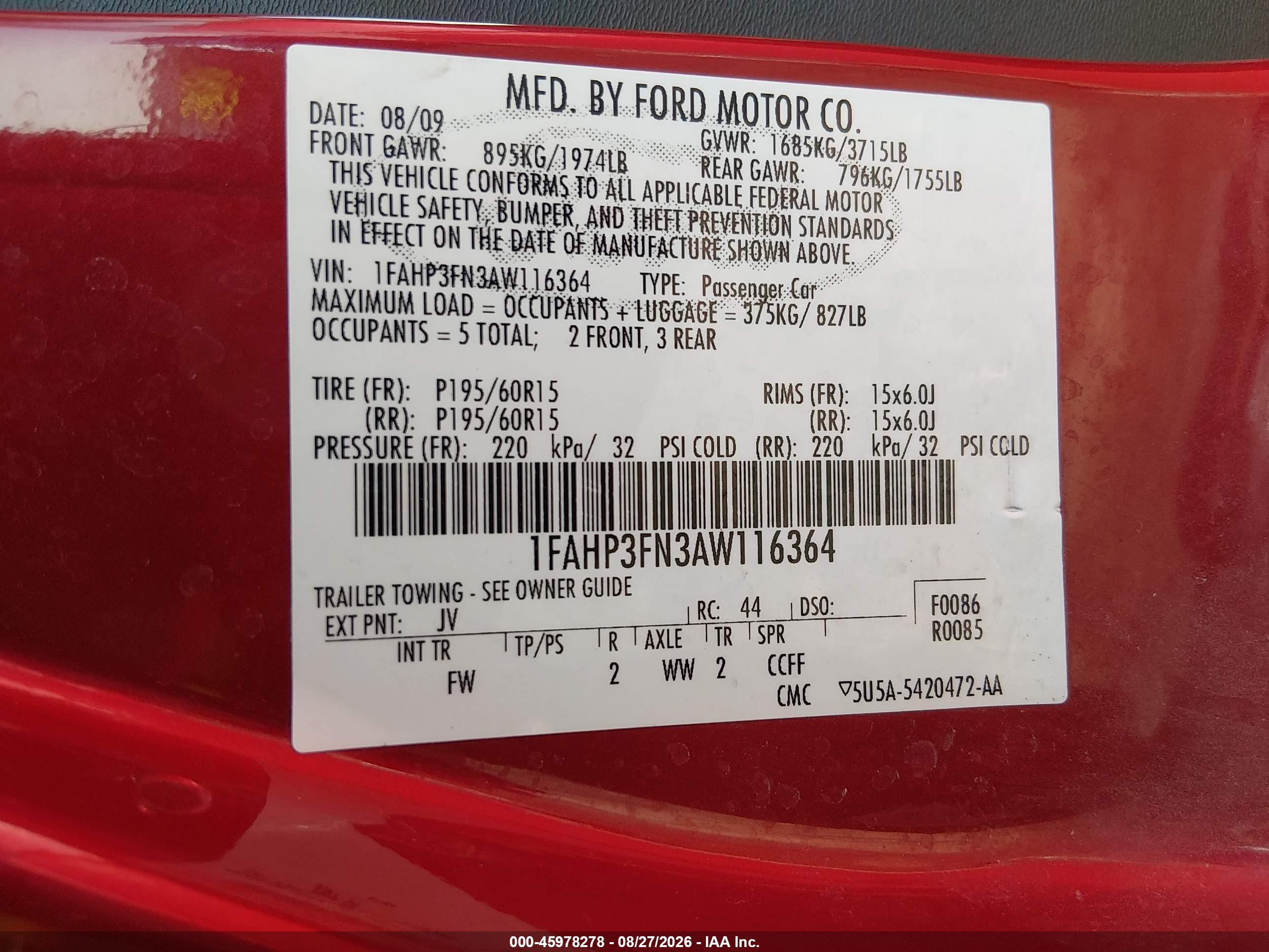 2010 Ford Focus Se Red vin: 1FAHP3FN3AW116364
