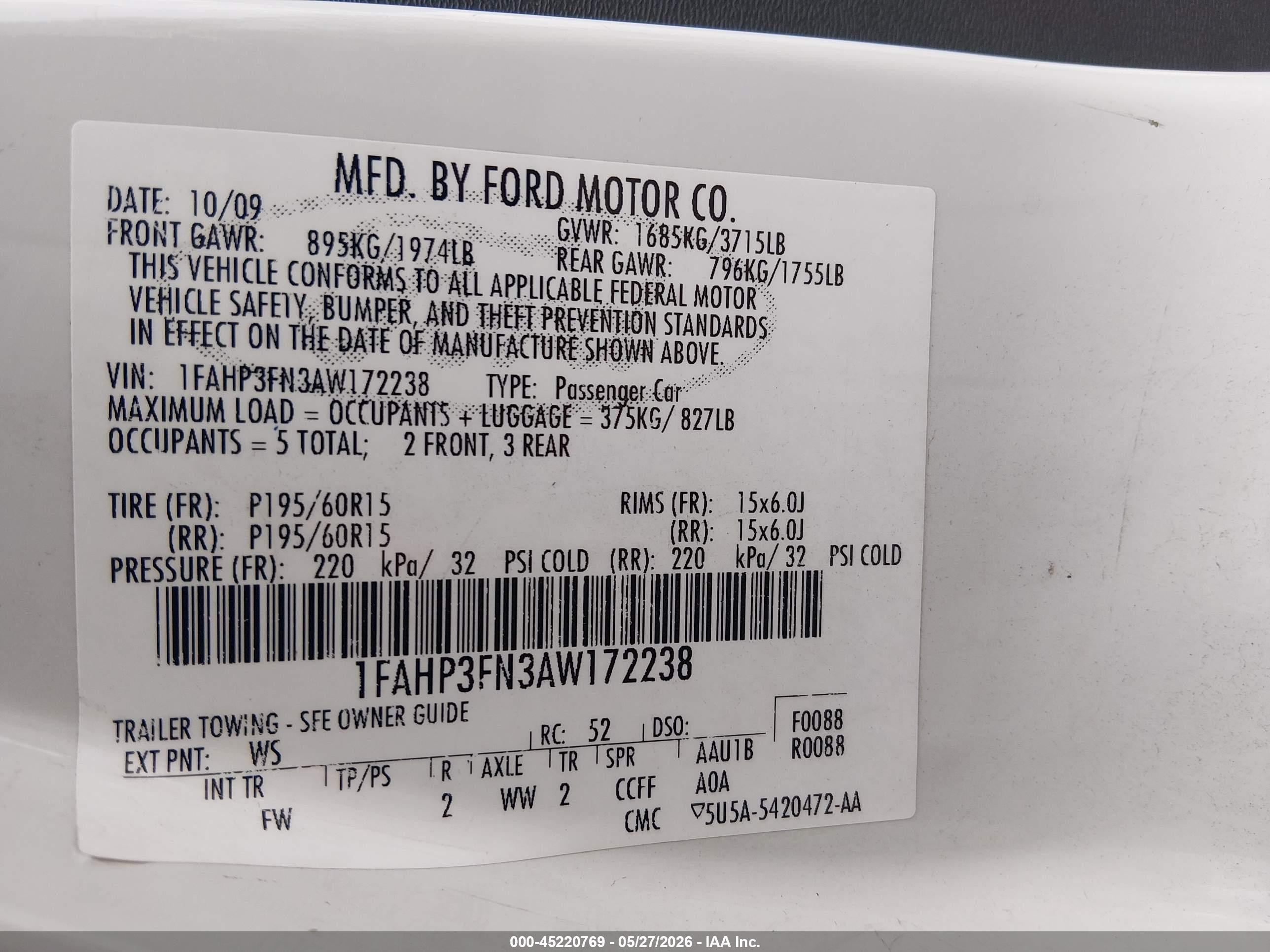 2010 Ford Focus Se White vin: 1FAHP3FN3AW172238