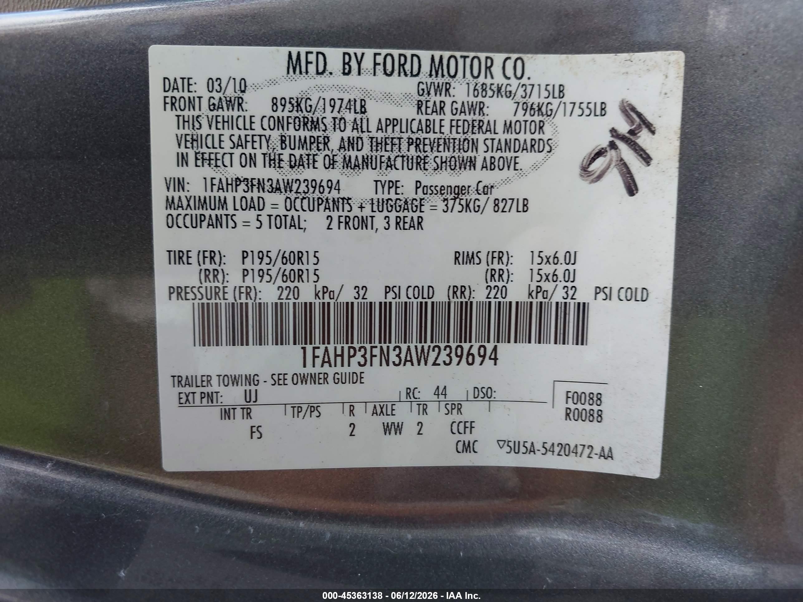 2010 Ford Focus Se Gray vin: 1FAHP3FN3AW239694