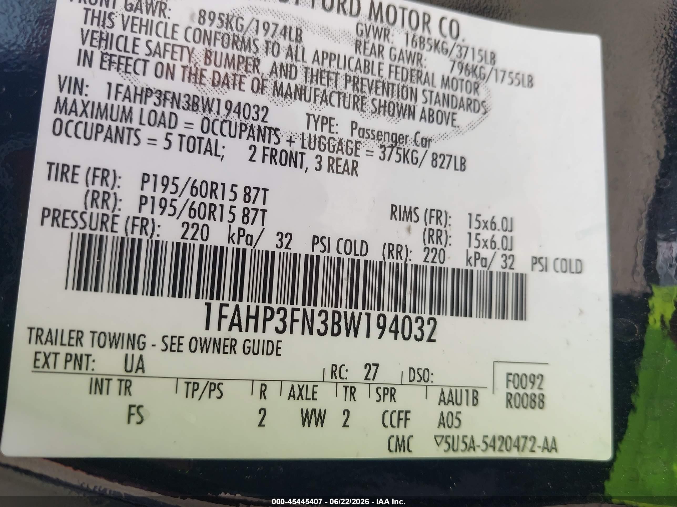 2011 Ford Focus Se Черный vin: 1FAHP3FN3BW194032