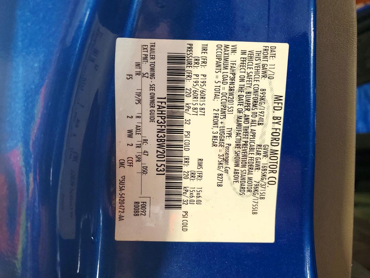 2011 Ford Focus Se Blue vin: 1FAHP3FN3BW201531