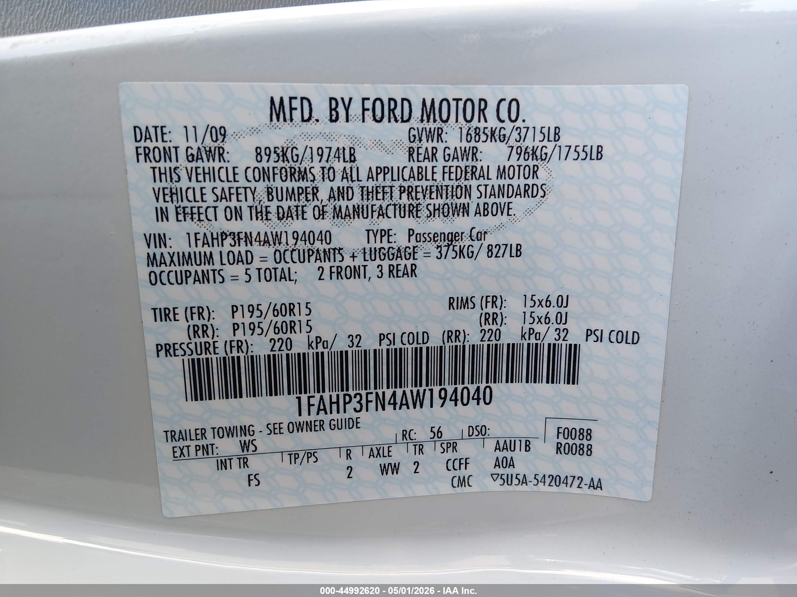 2010 Ford Focus Se White vin: 1FAHP3FN4AW194040