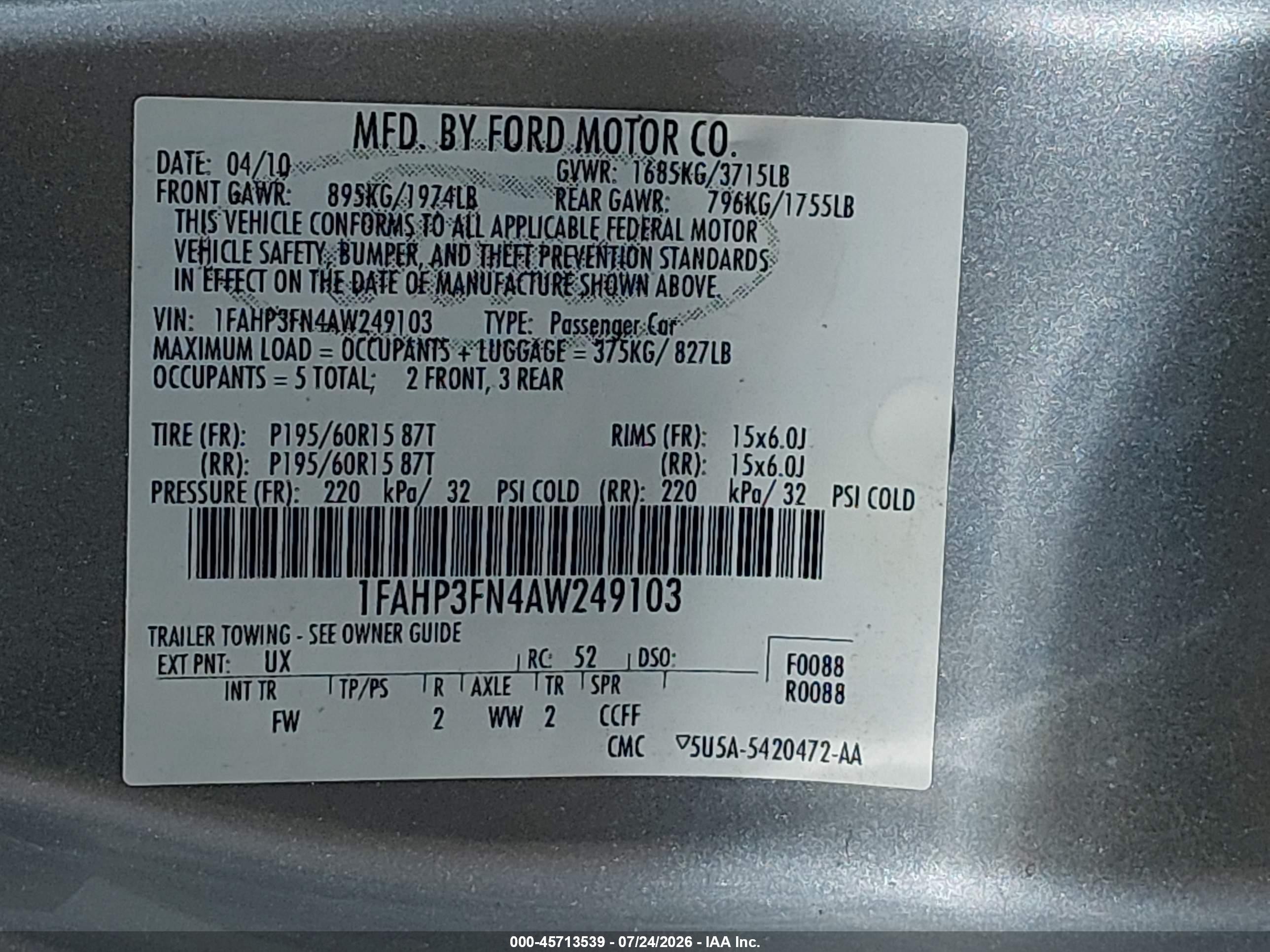 2010 Ford Focus Se Silver vin: 1FAHP3FN4AW249103