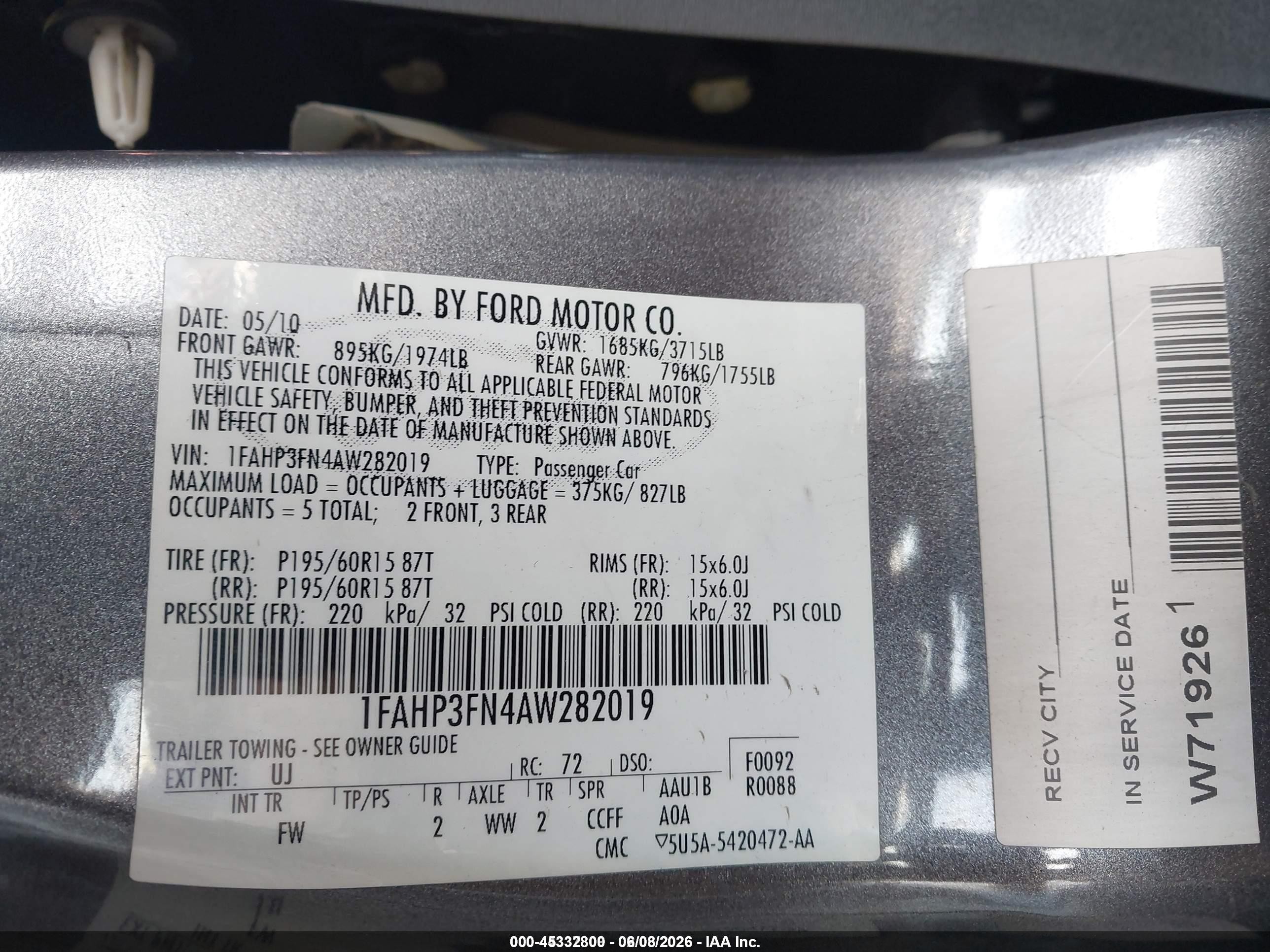 2010 Ford Focus Se Gray vin: 1FAHP3FN4AW282019