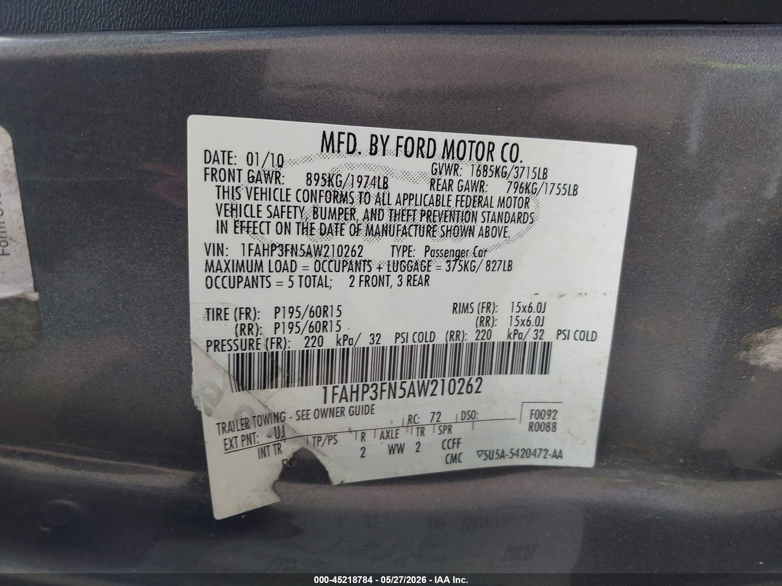 2010 Ford Focus Se Gray vin: 1FAHP3FN5AW210262