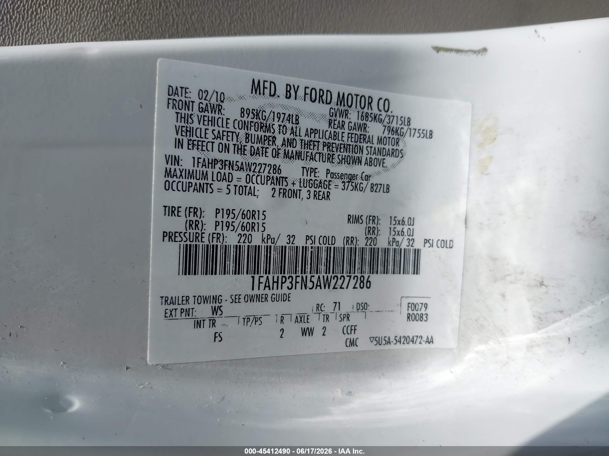 2010 Ford Focus Se White vin: 1FAHP3FN5AW227286