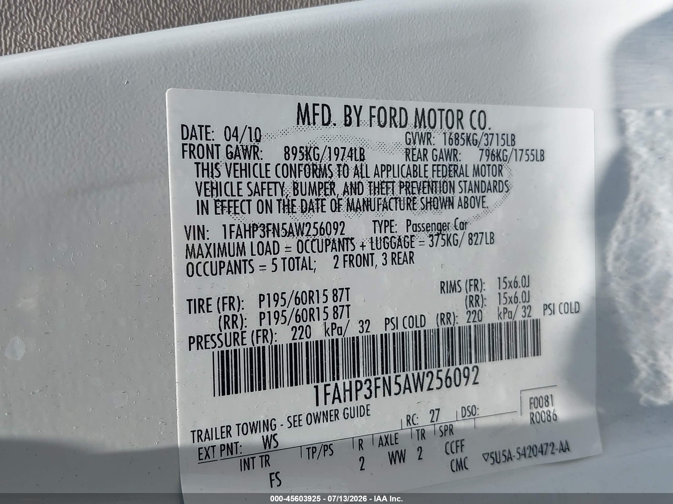 2010 Ford Focus Se White vin: 1FAHP3FN5AW256092