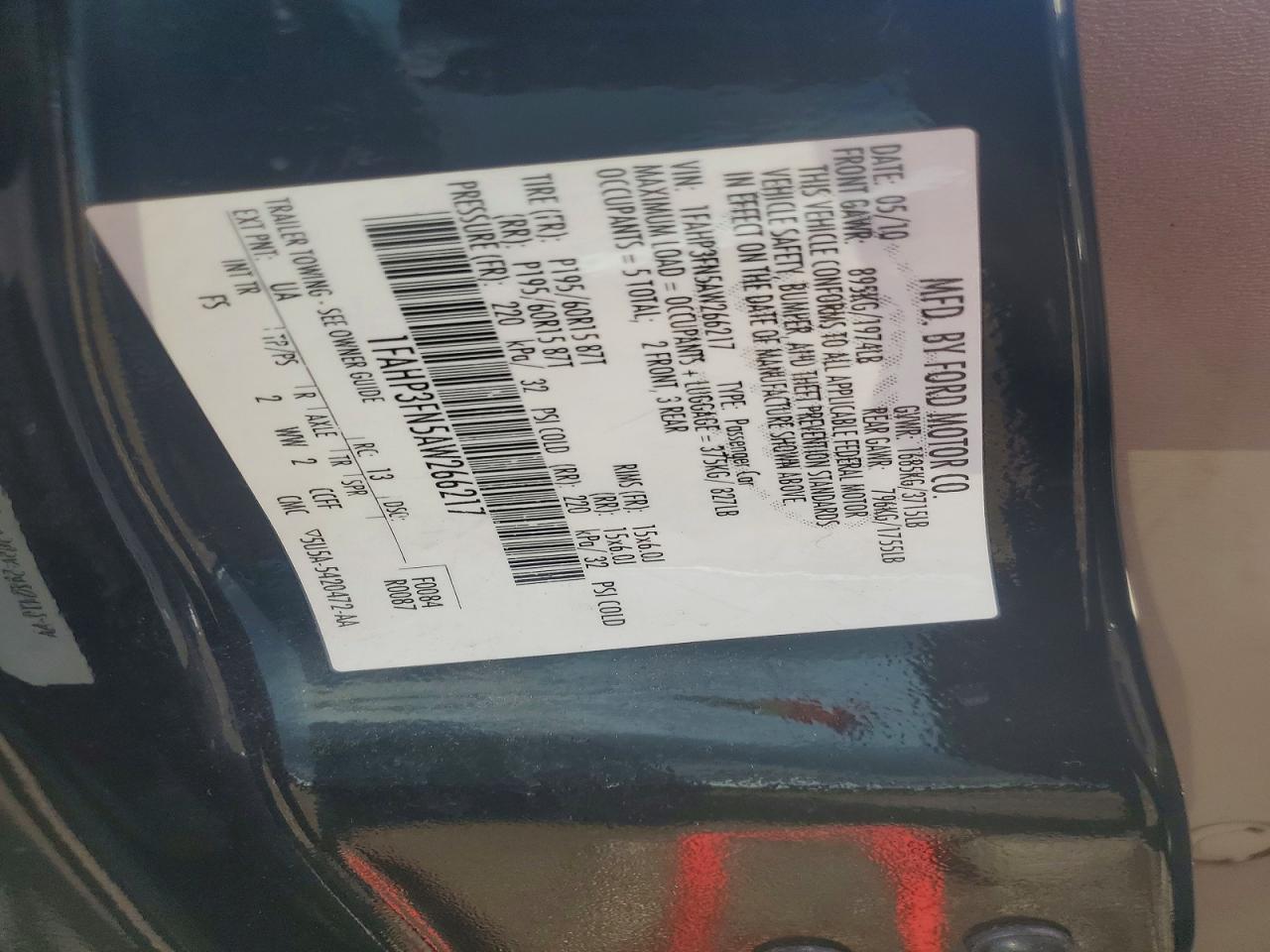 2010 Ford Focus Se Черный vin: 1FAHP3FN5AW266217