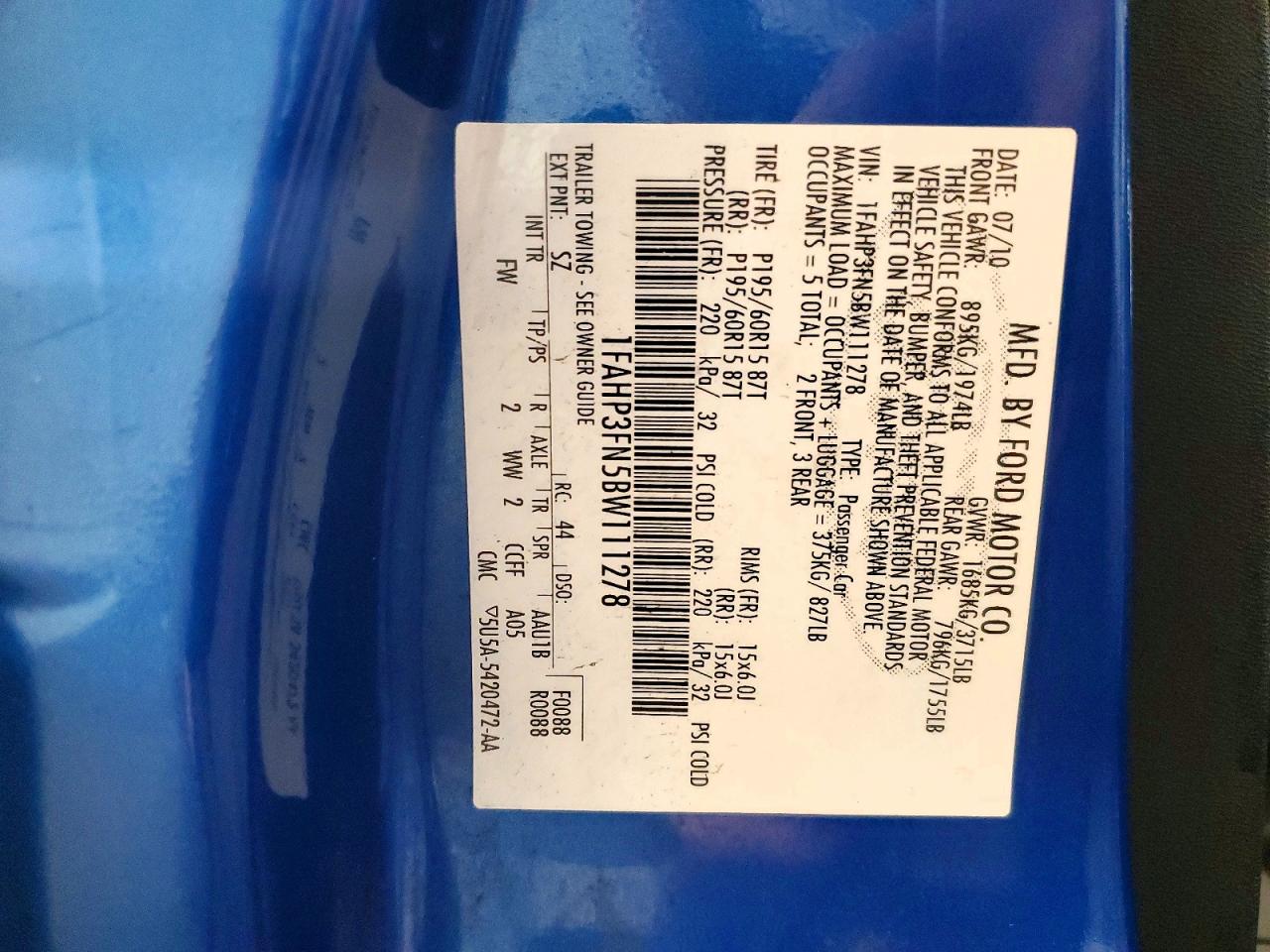 2011 Ford Focus Se Blue vin: 1FAHP3FN5BW111278