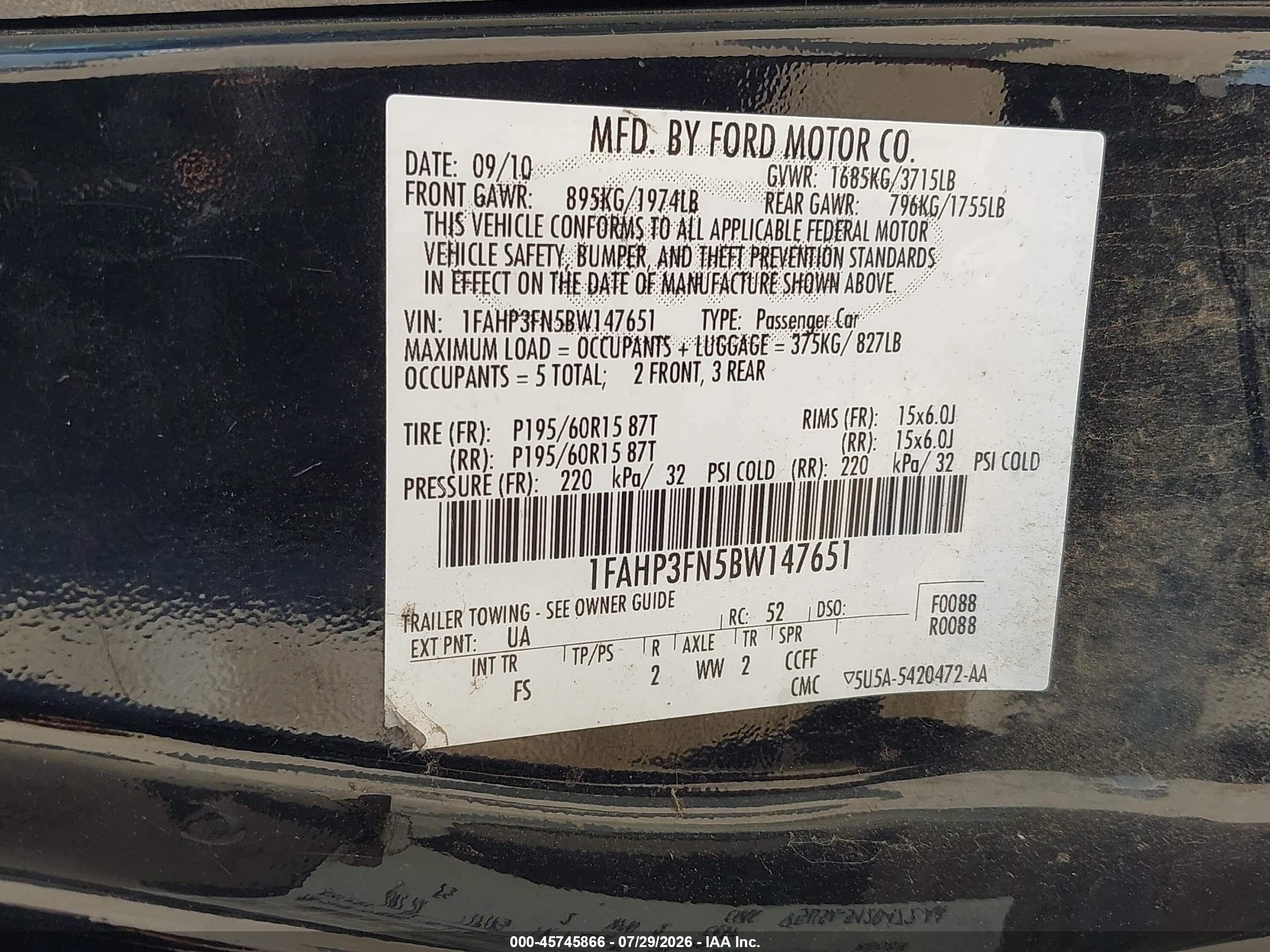 2011 Ford Focus Se Black vin: 1FAHP3FN5BW147651