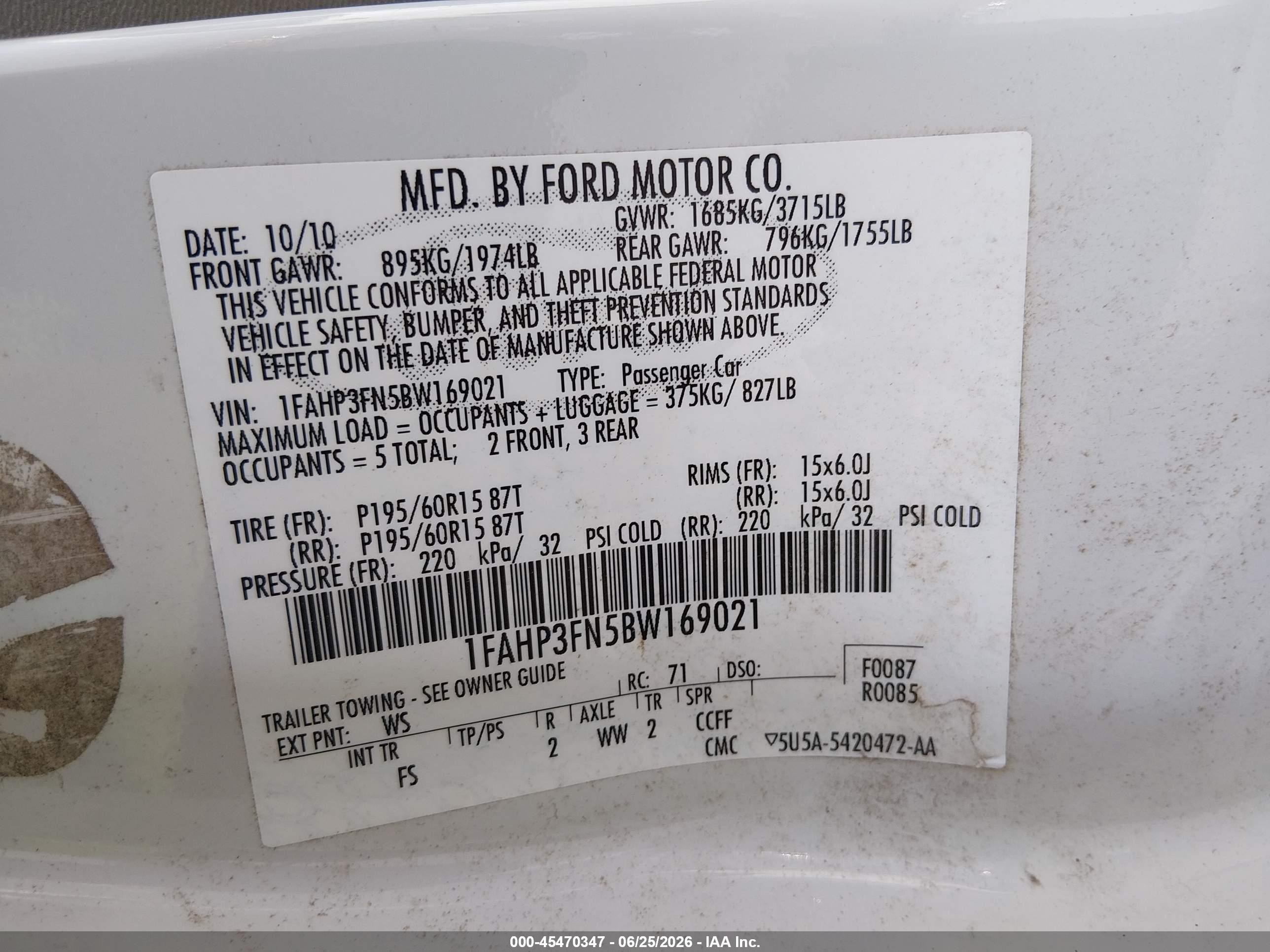 2011 Ford Focus Se White vin: 1FAHP3FN5BW169021