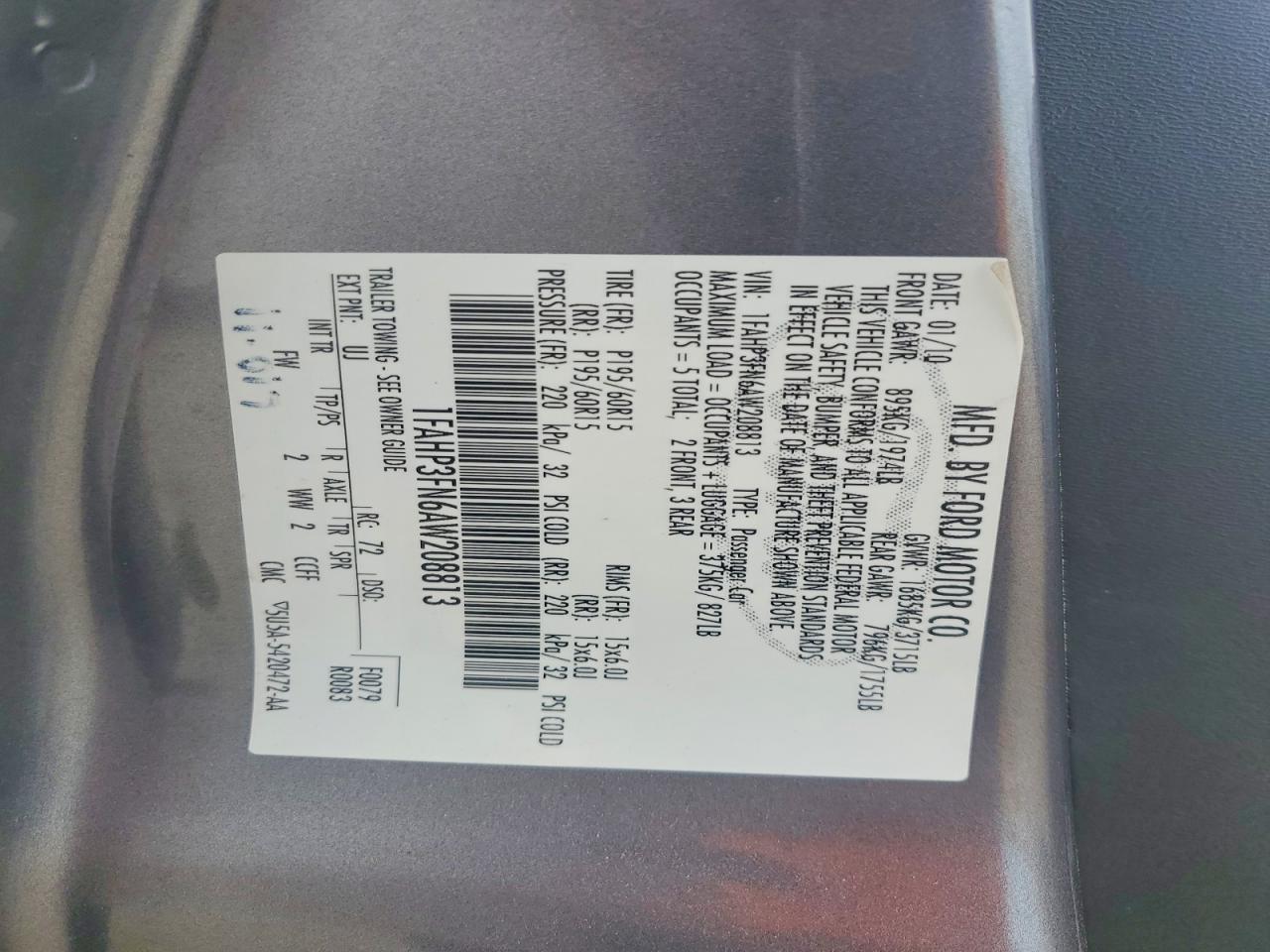 2010 Ford Focus Se Gray vin: 1FAHP3FN6AW208813
