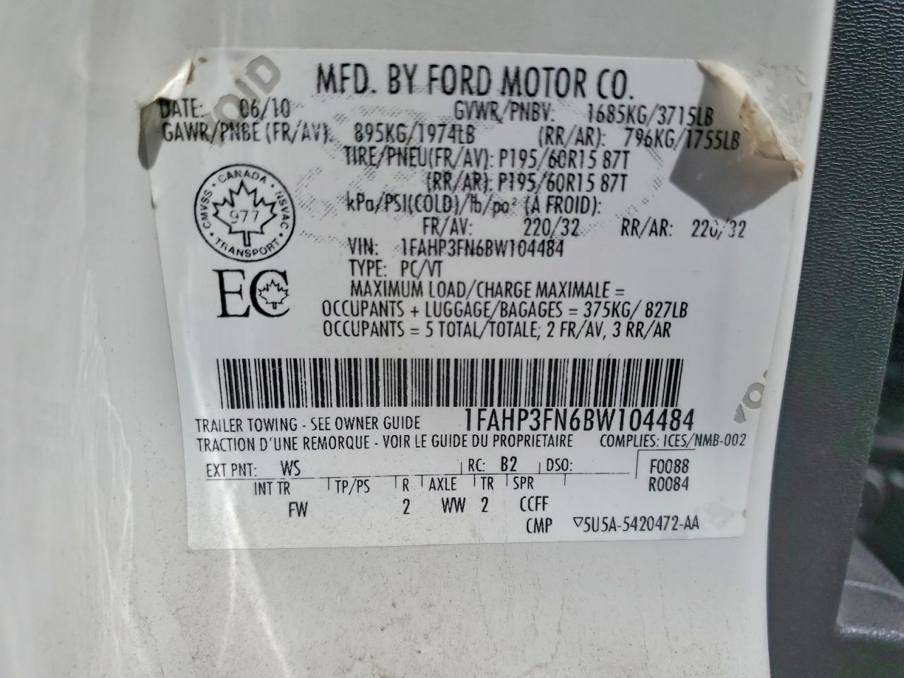 2011 Ford Focus Se White vin: 1FAHP3FN6BW104484