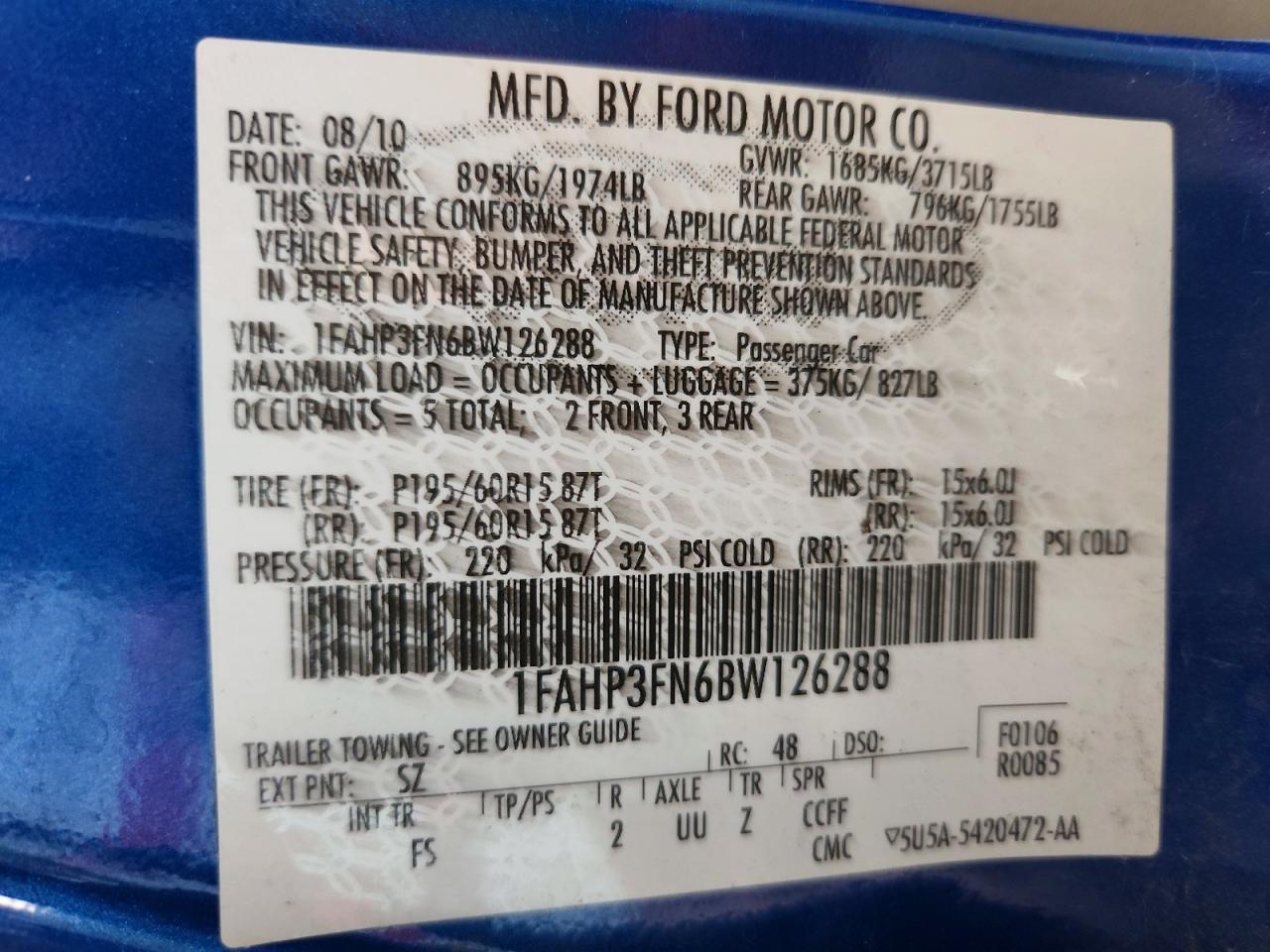 2011 Ford Focus Se Blue vin: 1FAHP3FN6BW126288