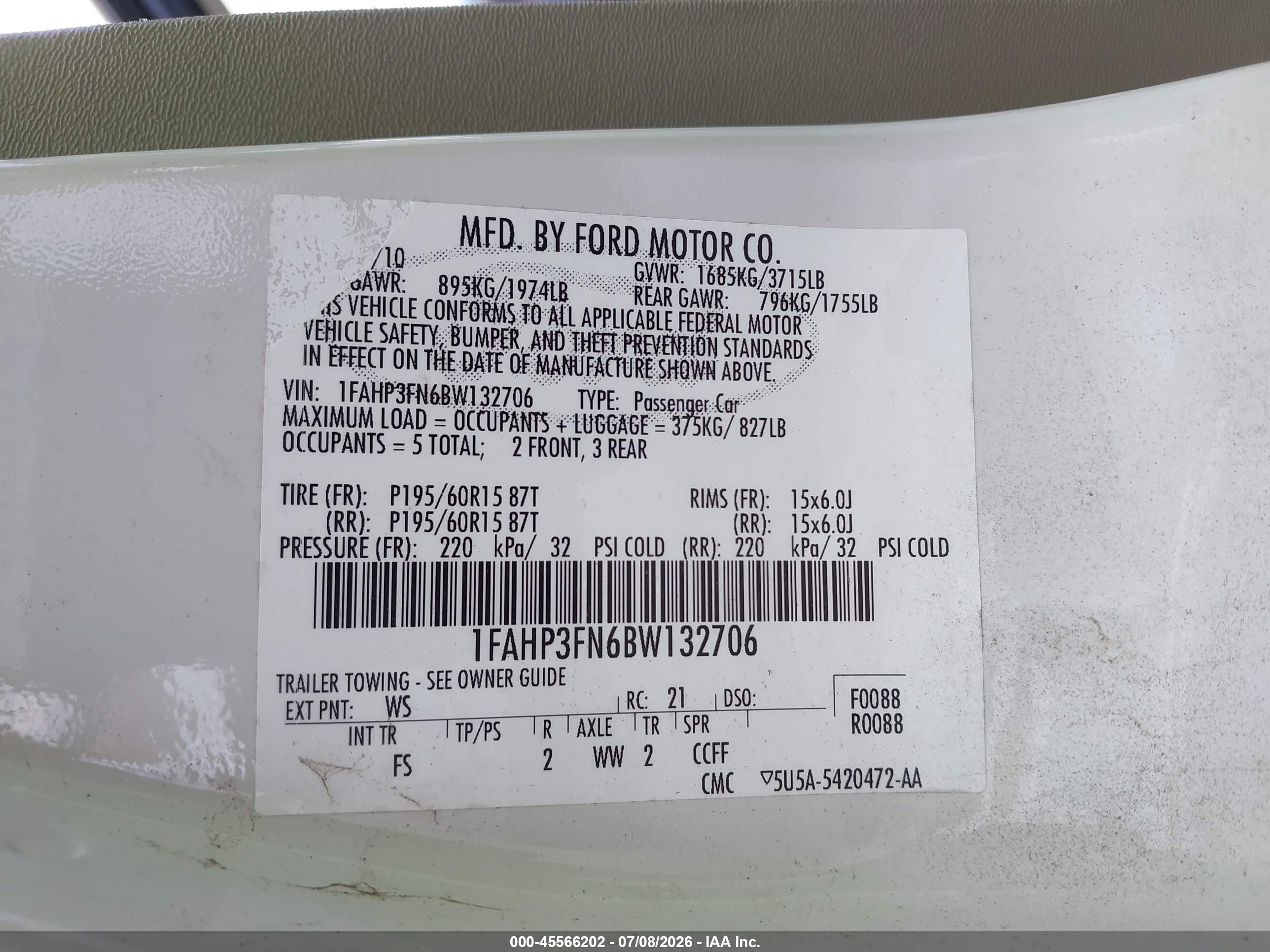 2011 Ford Focus Se White vin: 1FAHP3FN6BW132706