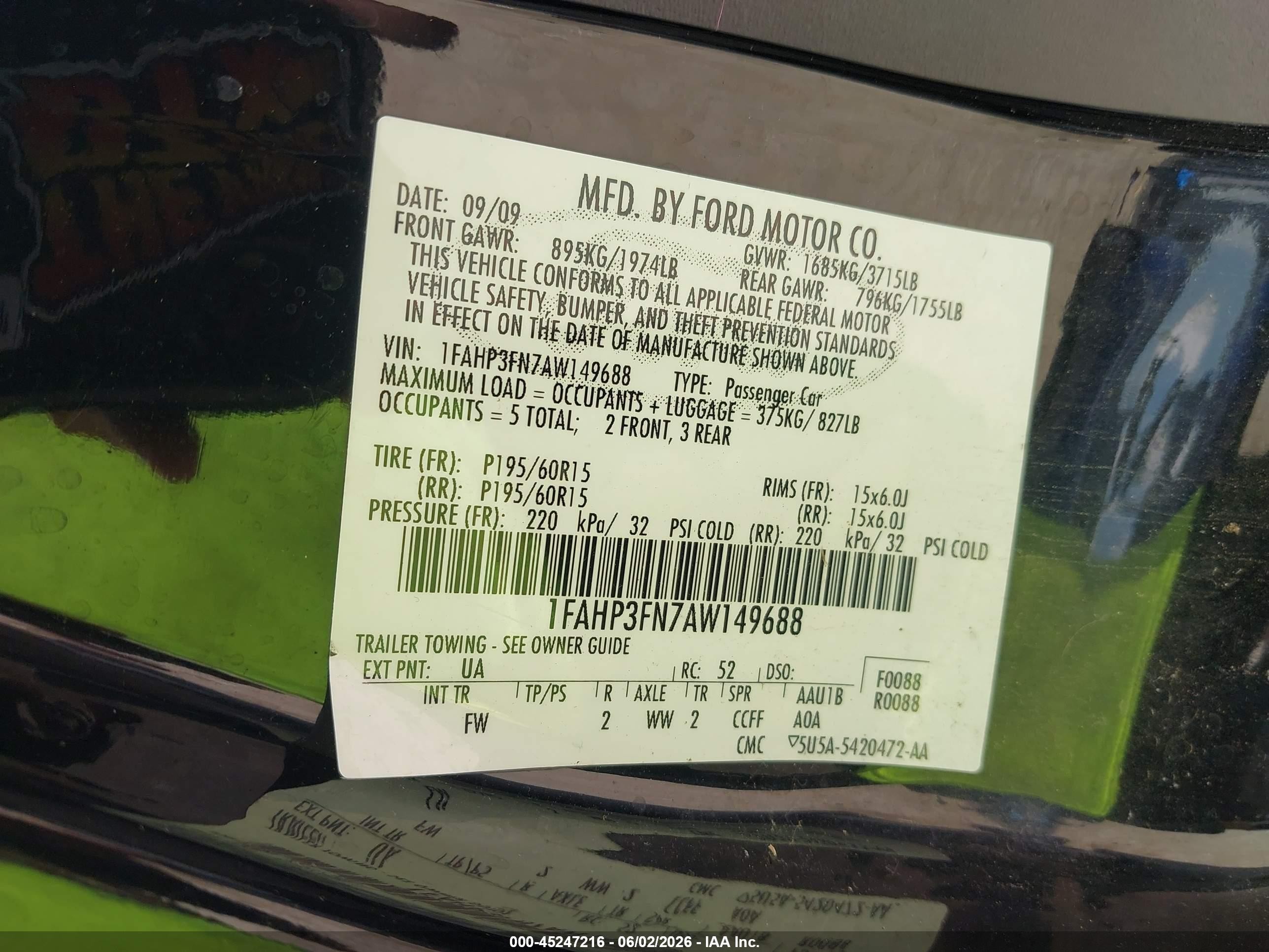 2010 Ford Focus Se Black vin: 1FAHP3FN7AW149688