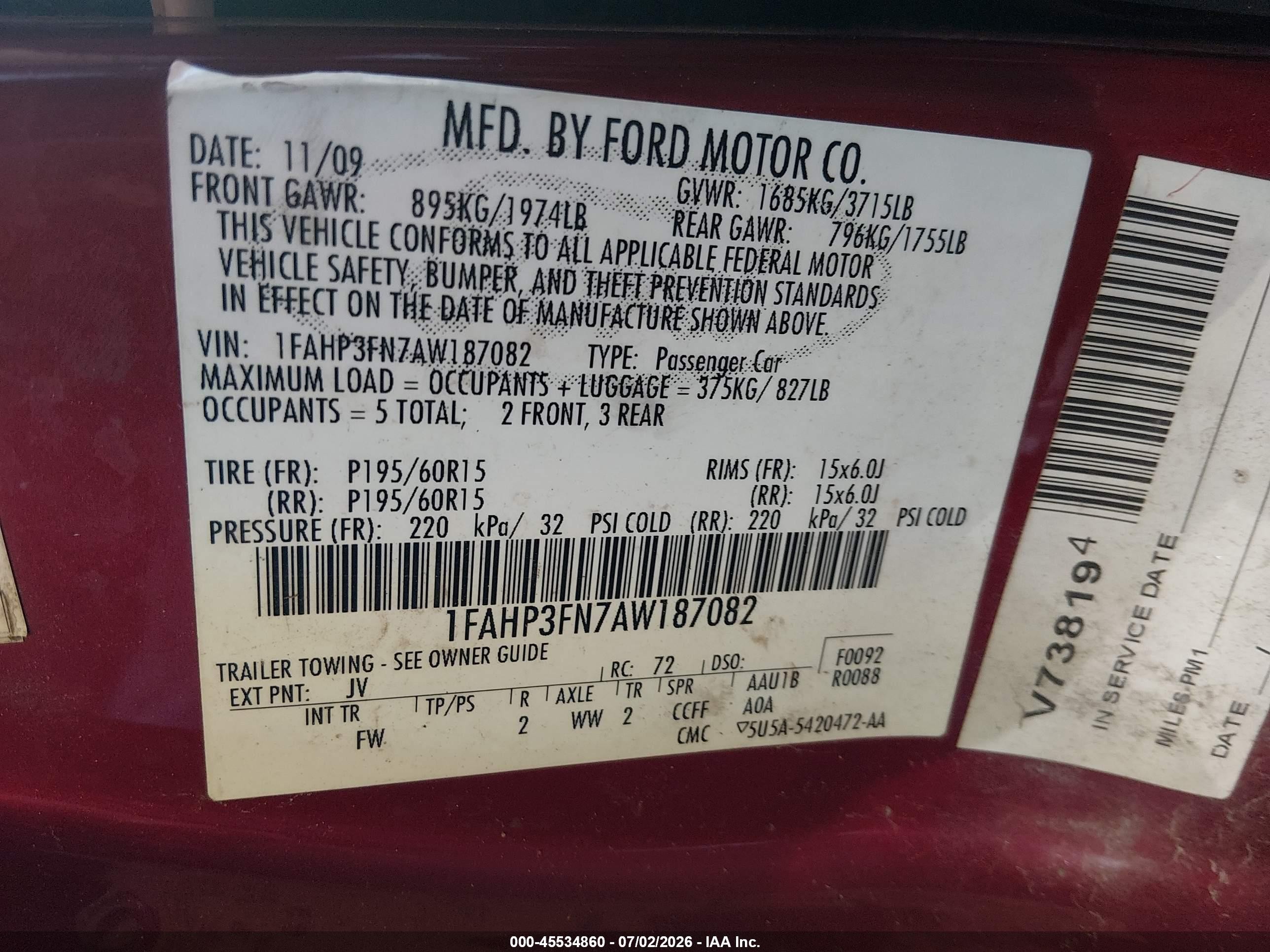 2010 Ford Focus Se Red vin: 1FAHP3FN7AW187082