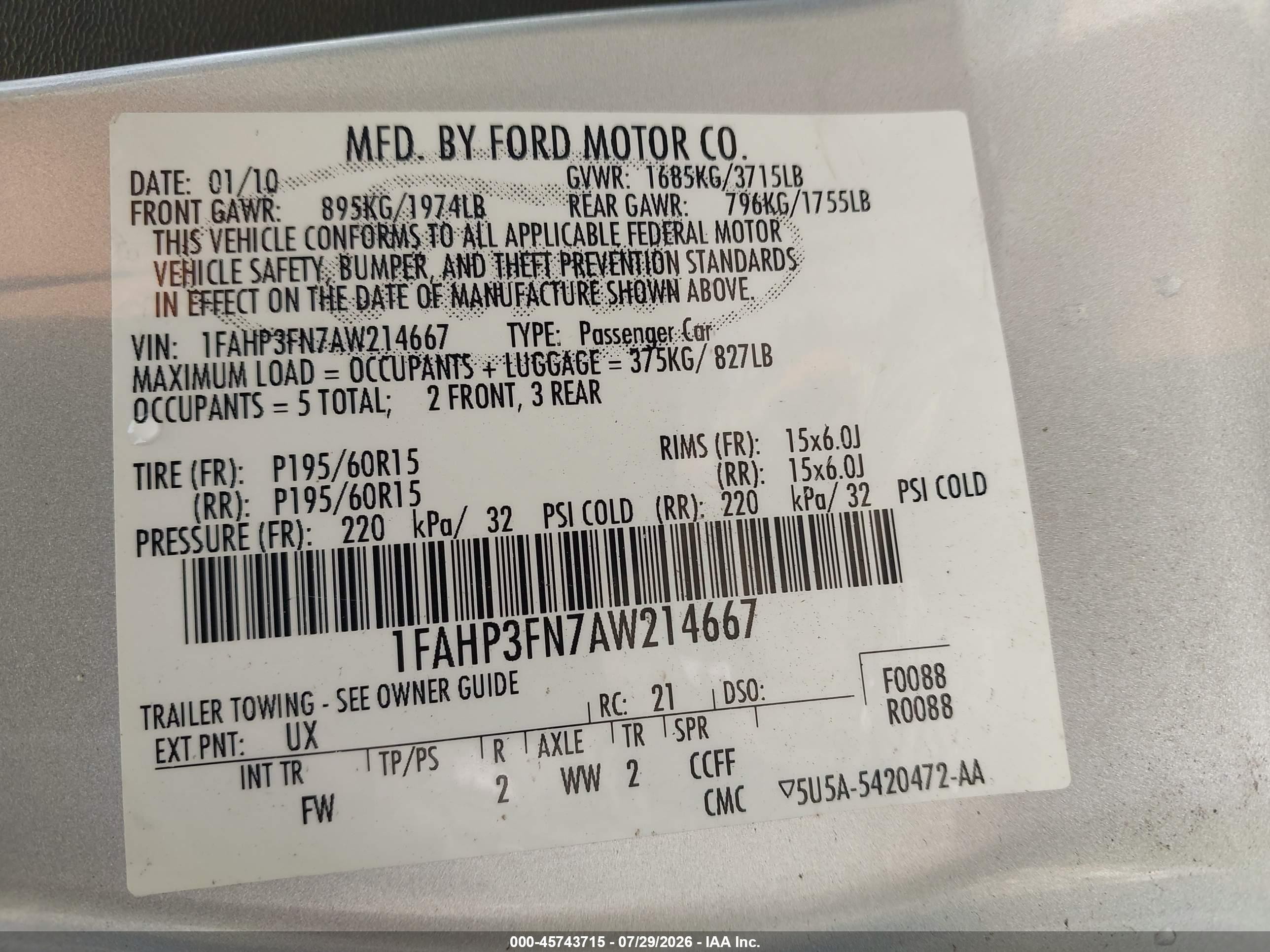 2010 Ford Focus Se Silver vin: 1FAHP3FN7AW214667