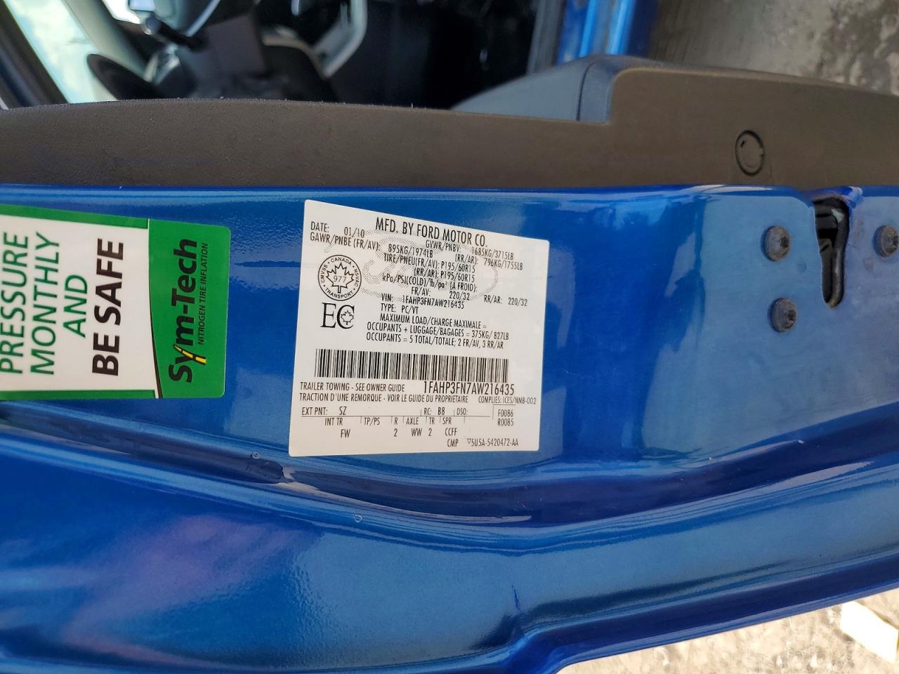 2010 Ford Focus Se Blue vin: 1FAHP3FN7AW216435