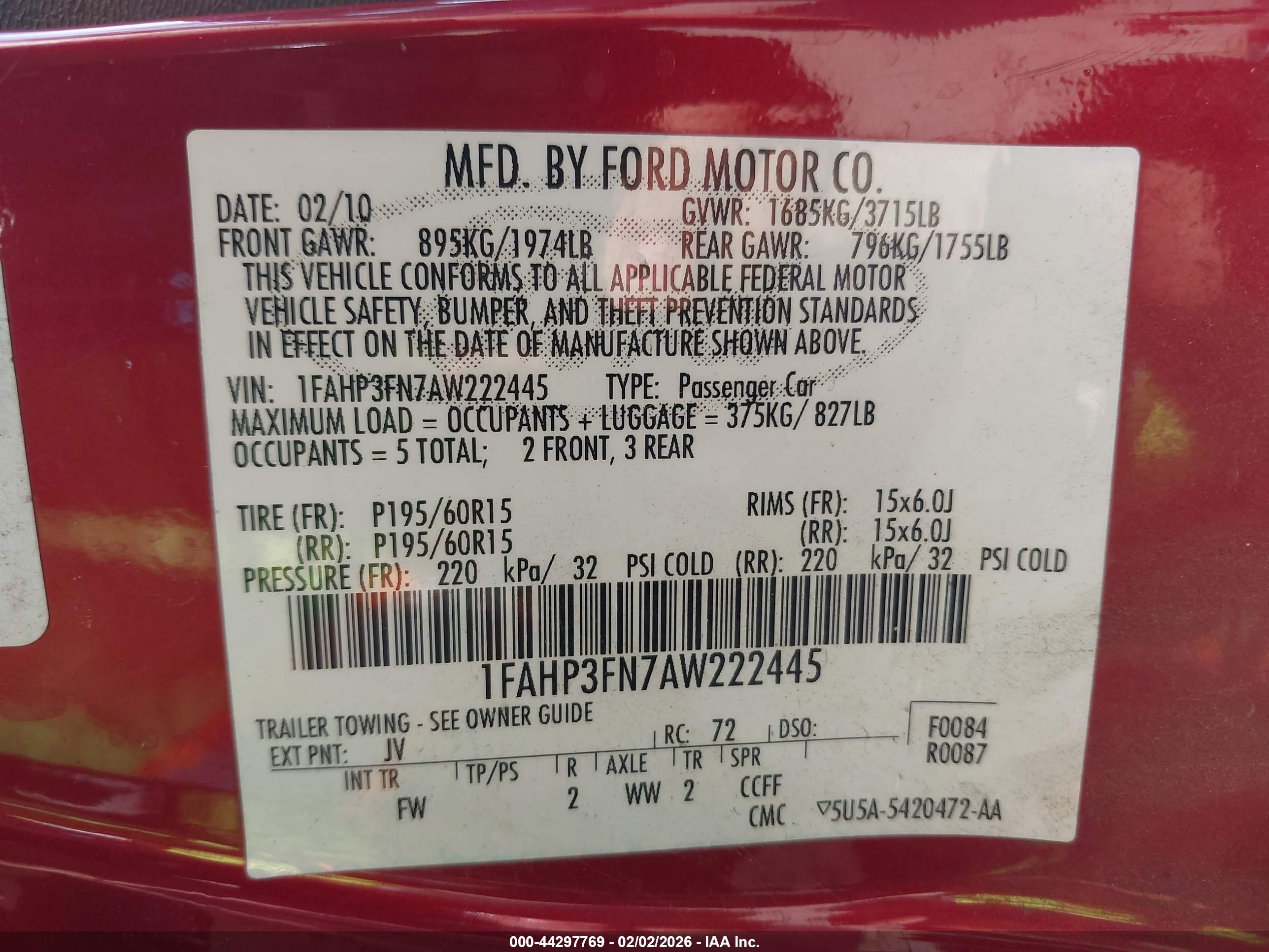 2010 Ford Focus Se Red vin: 1FAHP3FN7AW222445