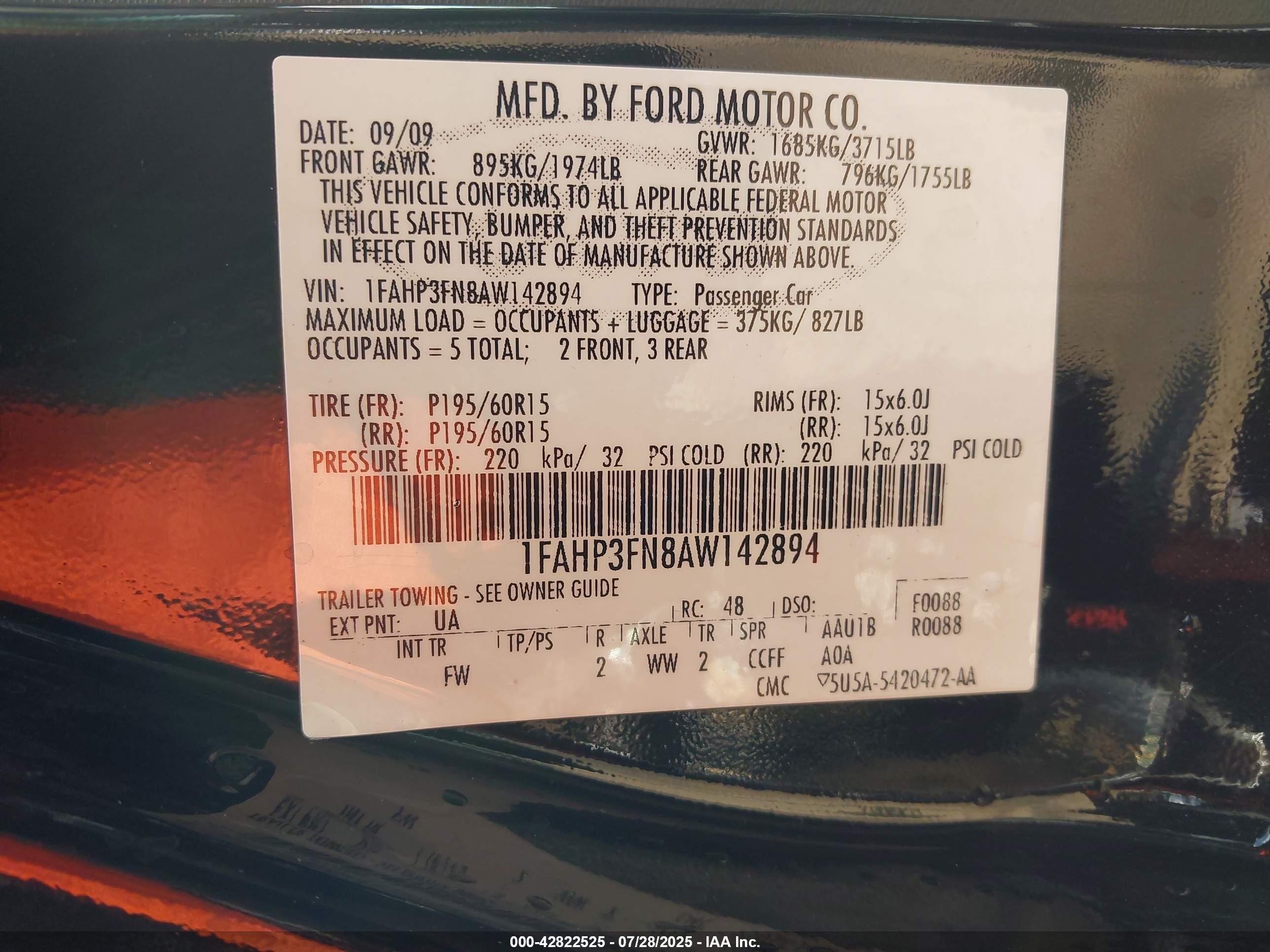 2010 Ford Focus Se Black vin: 1FAHP3FN8AW142894