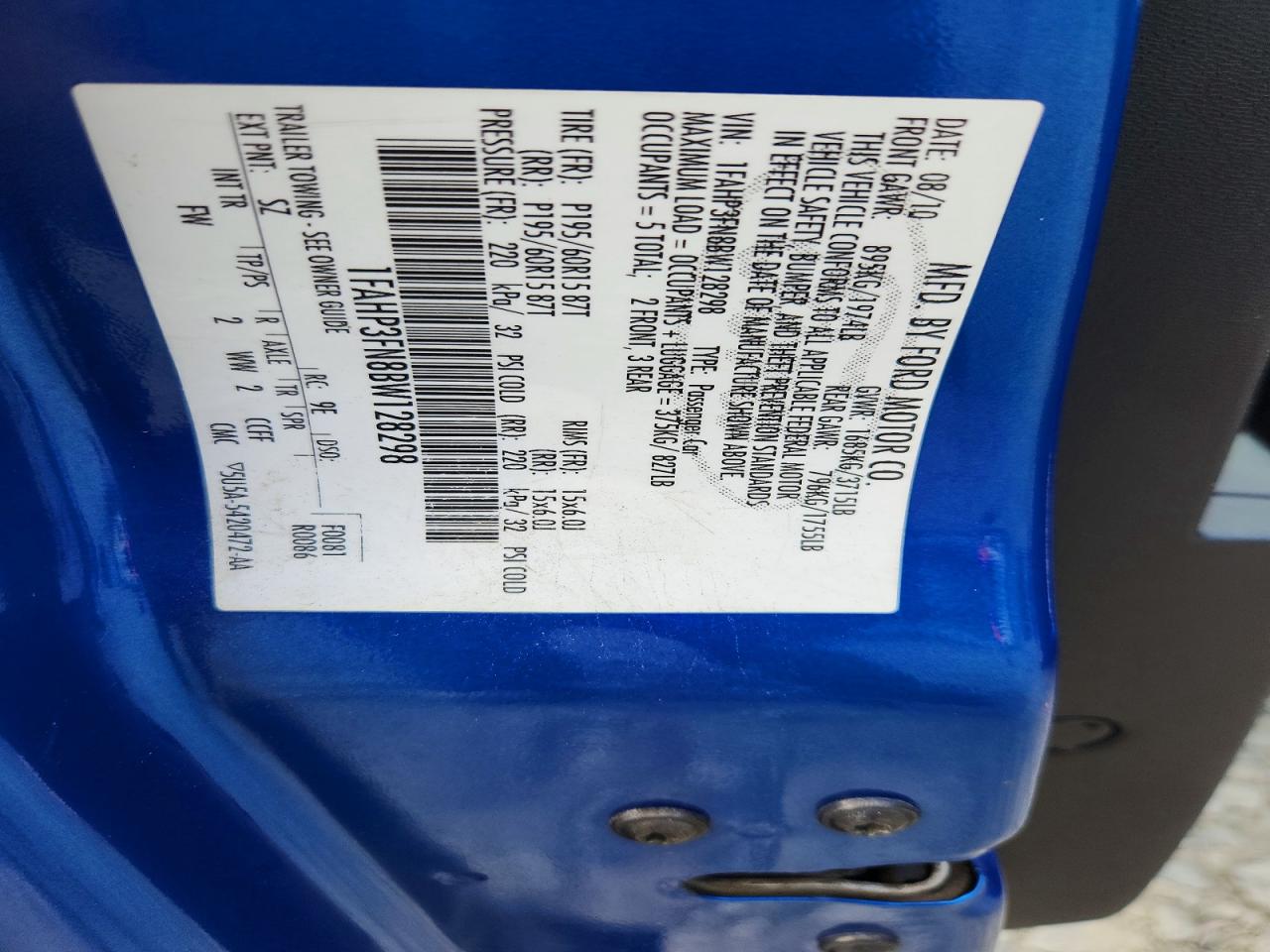 2011 Ford Focus Se Blue vin: 1FAHP3FN8BW128298