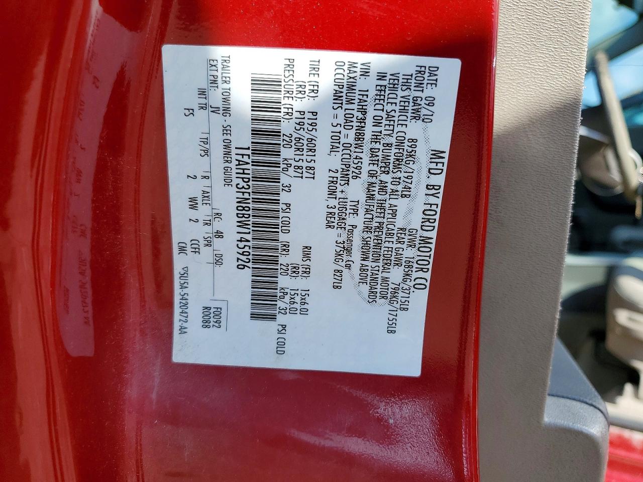 2011 Ford Focus Se Red vin: 1FAHP3FN8BW145926