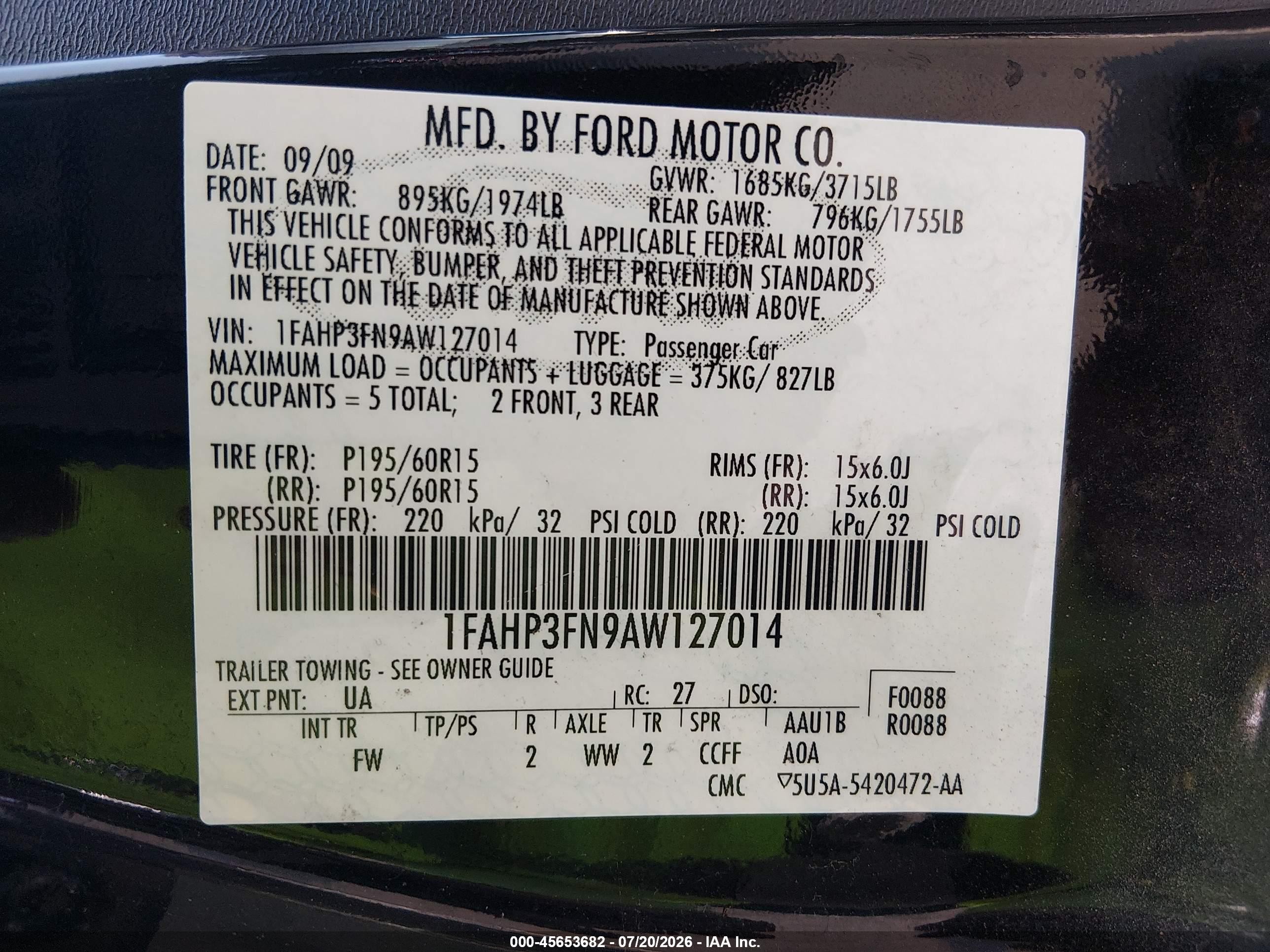 2010 Ford Focus Se Black vin: 1FAHP3FN9AW127014